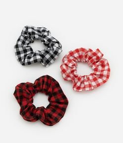 Kit 03 Scrunchies Infantis com Estampa Xadrez - Tam U