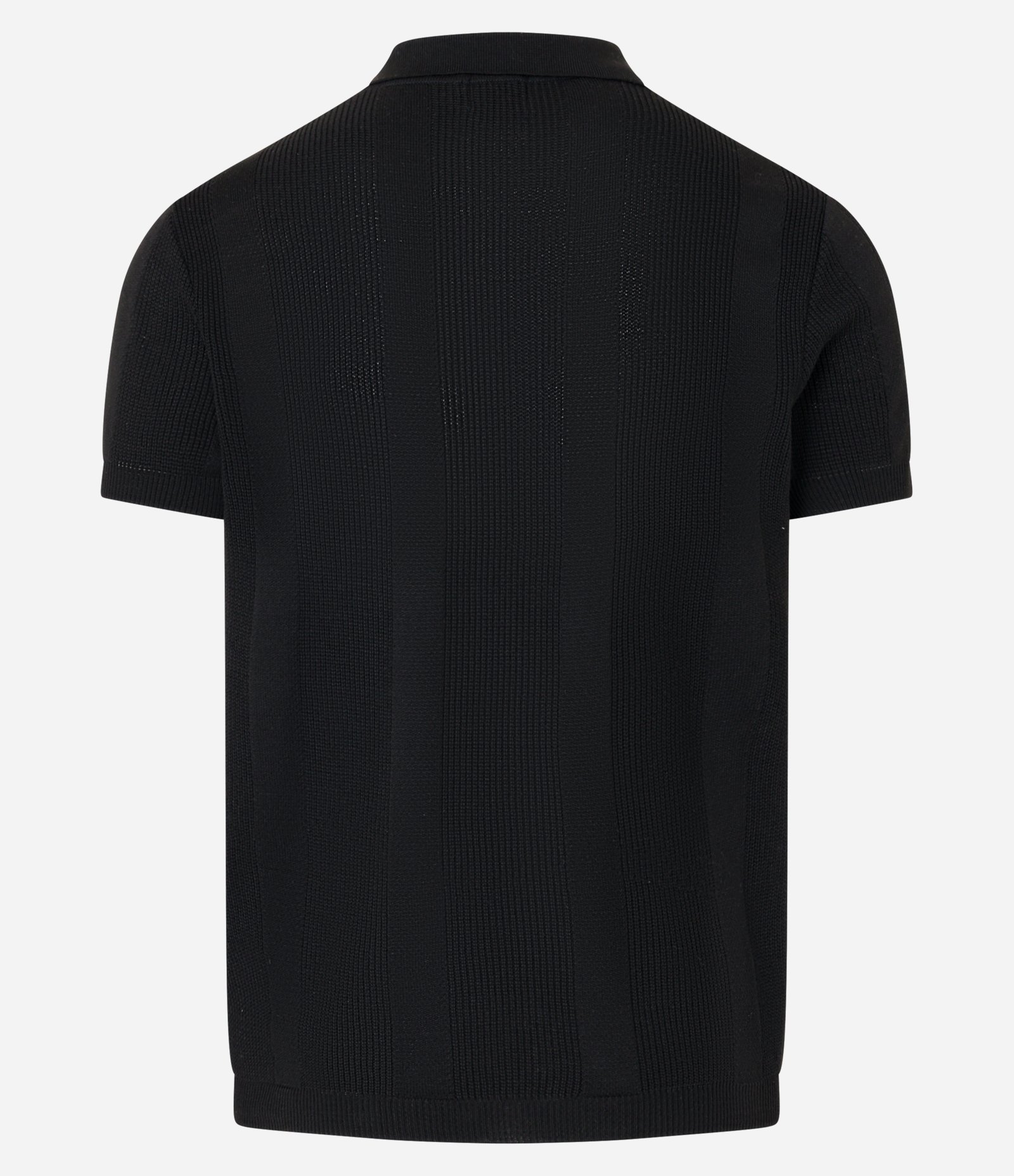 Camisa Polo em Tricô com Efeito de Listras Preto 6