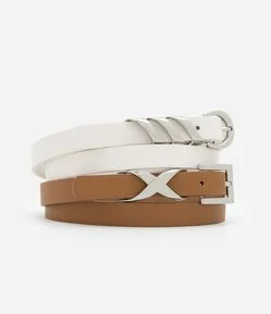 Kit 02 Cintos Médios com Texturas e Detalhes Diversos