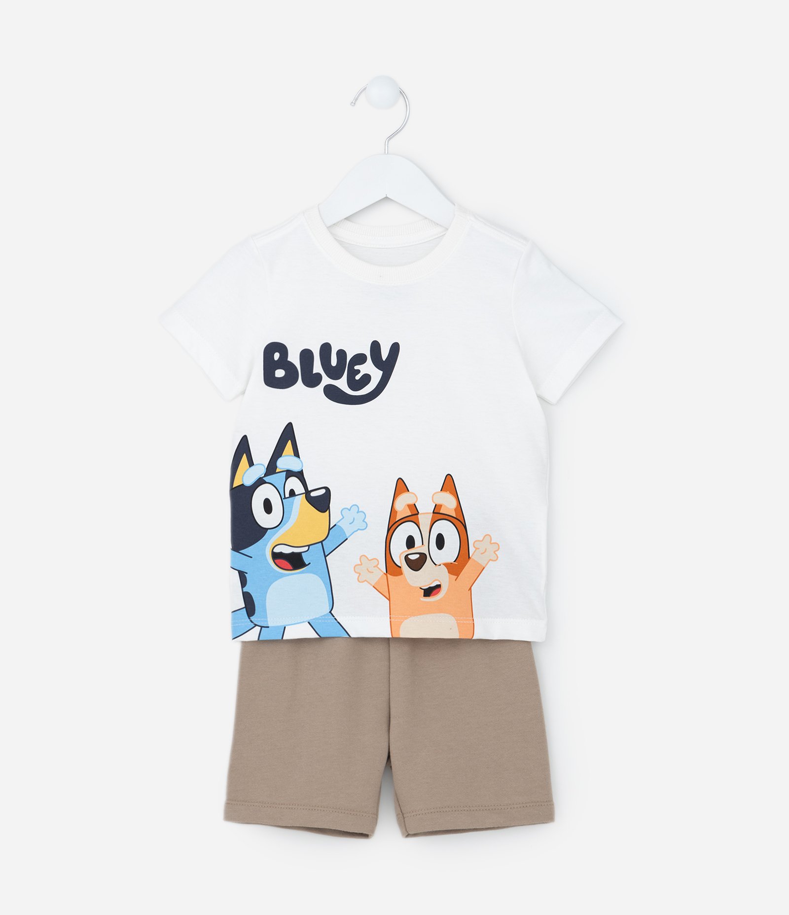 Conjunto Infantil com Estampa Bluey - Tam 2 a 6 Anos Branco/Bege 1