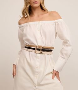 Kit Cintos Finos com Cores Contrastantes e Fivelas Texturizadas