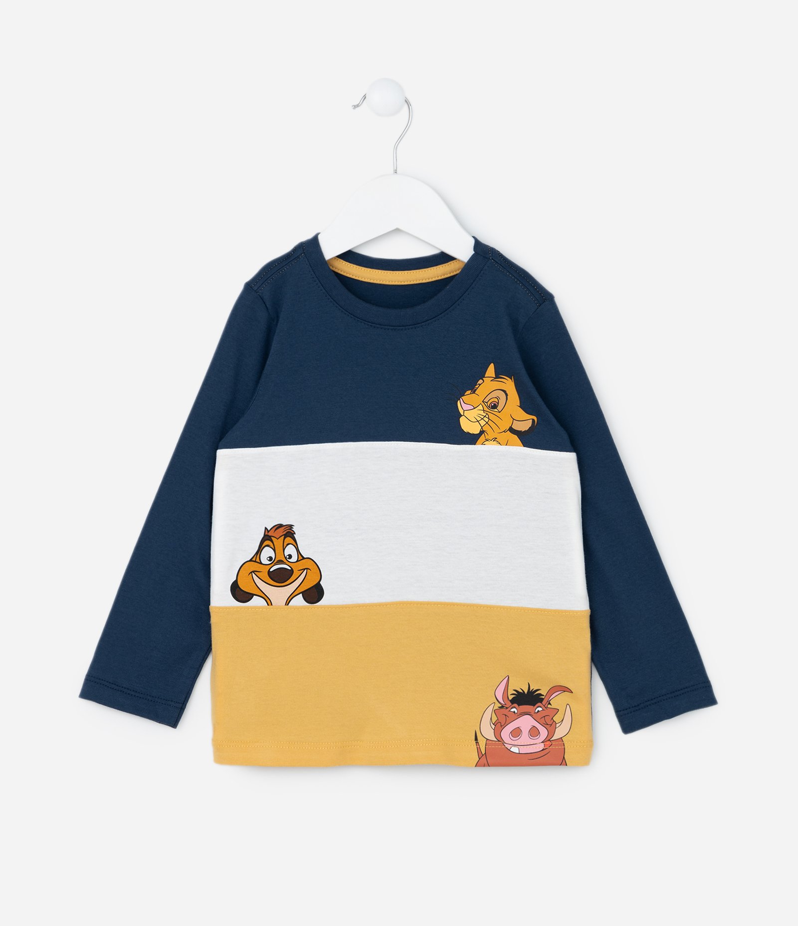 Camiseta Infantil com Estampa do Rei Leão - Tam 2 a 6 Anos Azul/Branco/Amarelo 1