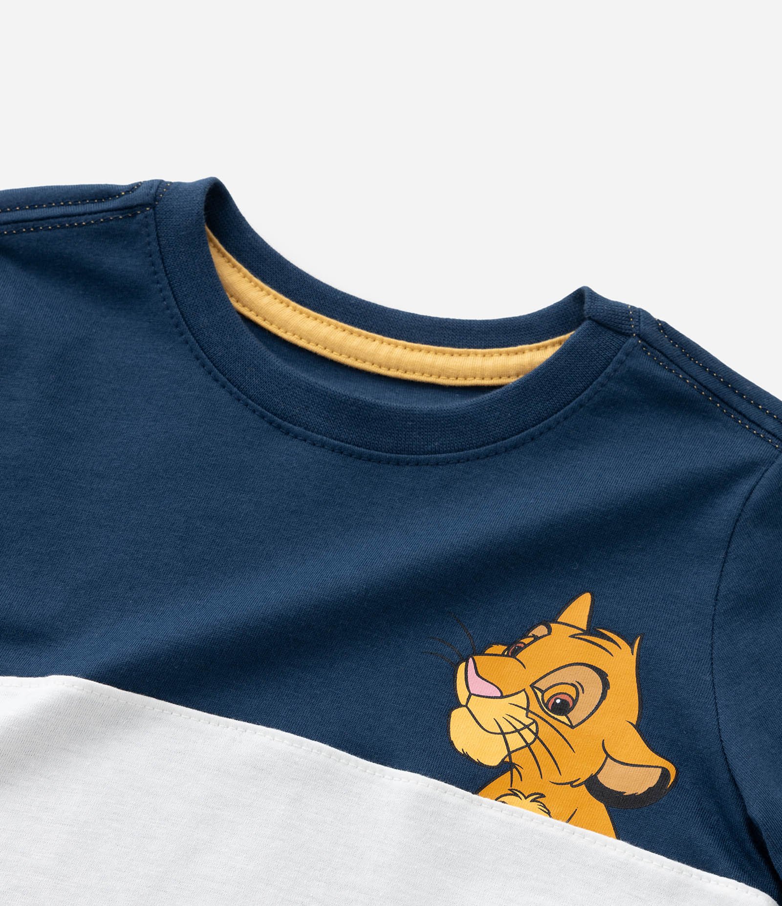 Camiseta Infantil com Estampa do Rei Leão - Tam 2 a 6 Anos Azul/Branco/Amarelo 4