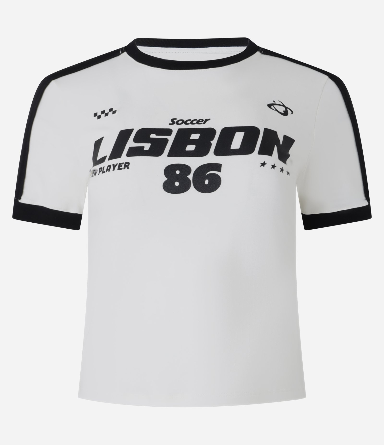 Blusa Baby Tee em Algodão com Estampa Lisbon 86 Branco 7