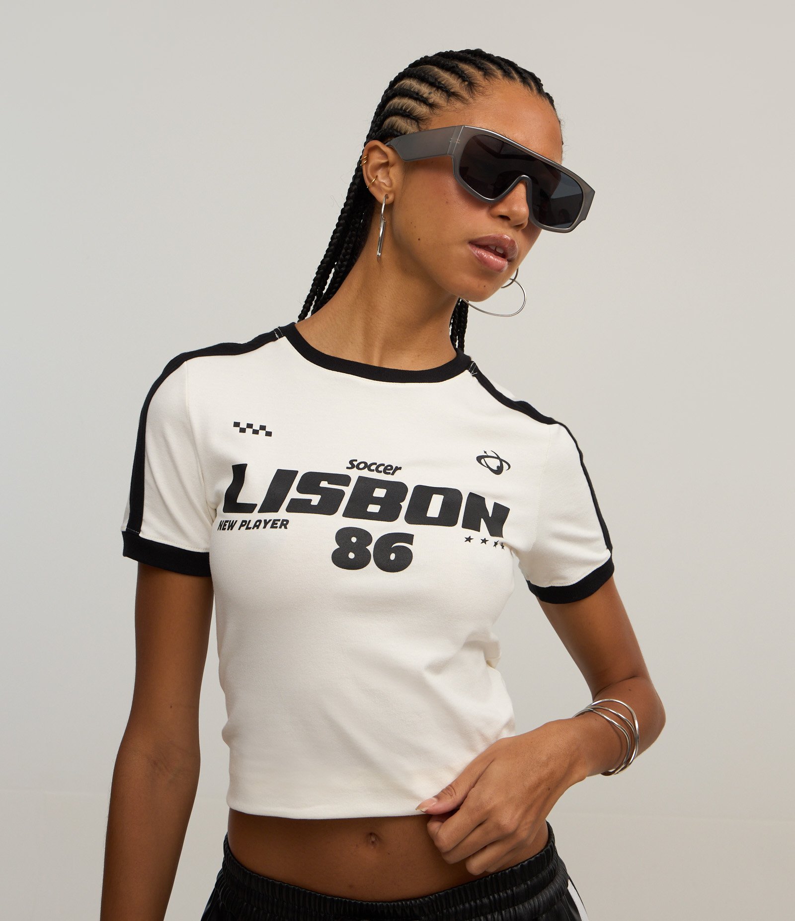 Blusa Baby Tee em Algodão com Estampa Lisbon 86 Branco 3