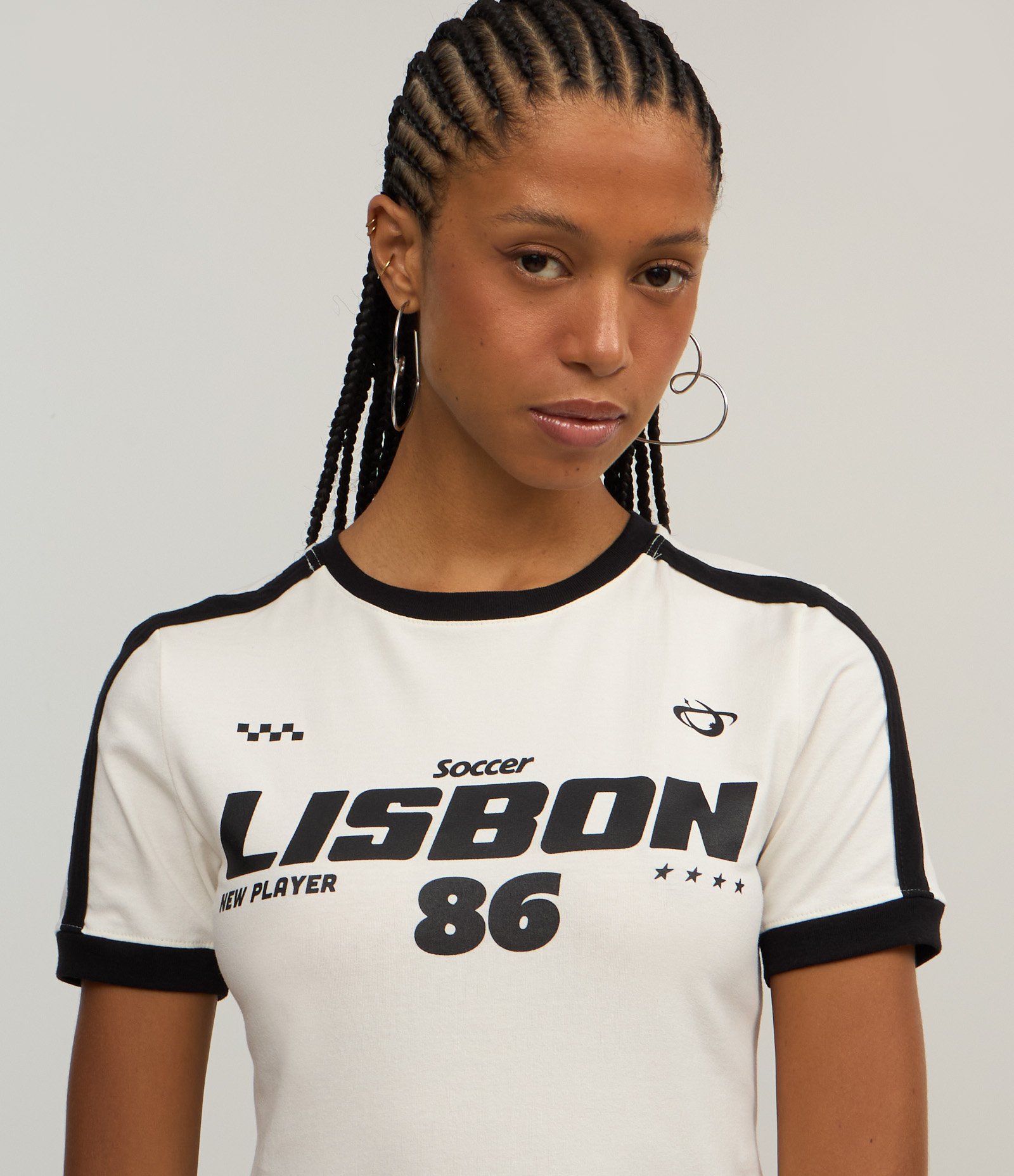 Blusa Baby Tee em Algodão com Estampa Lisbon 86 Branco 5