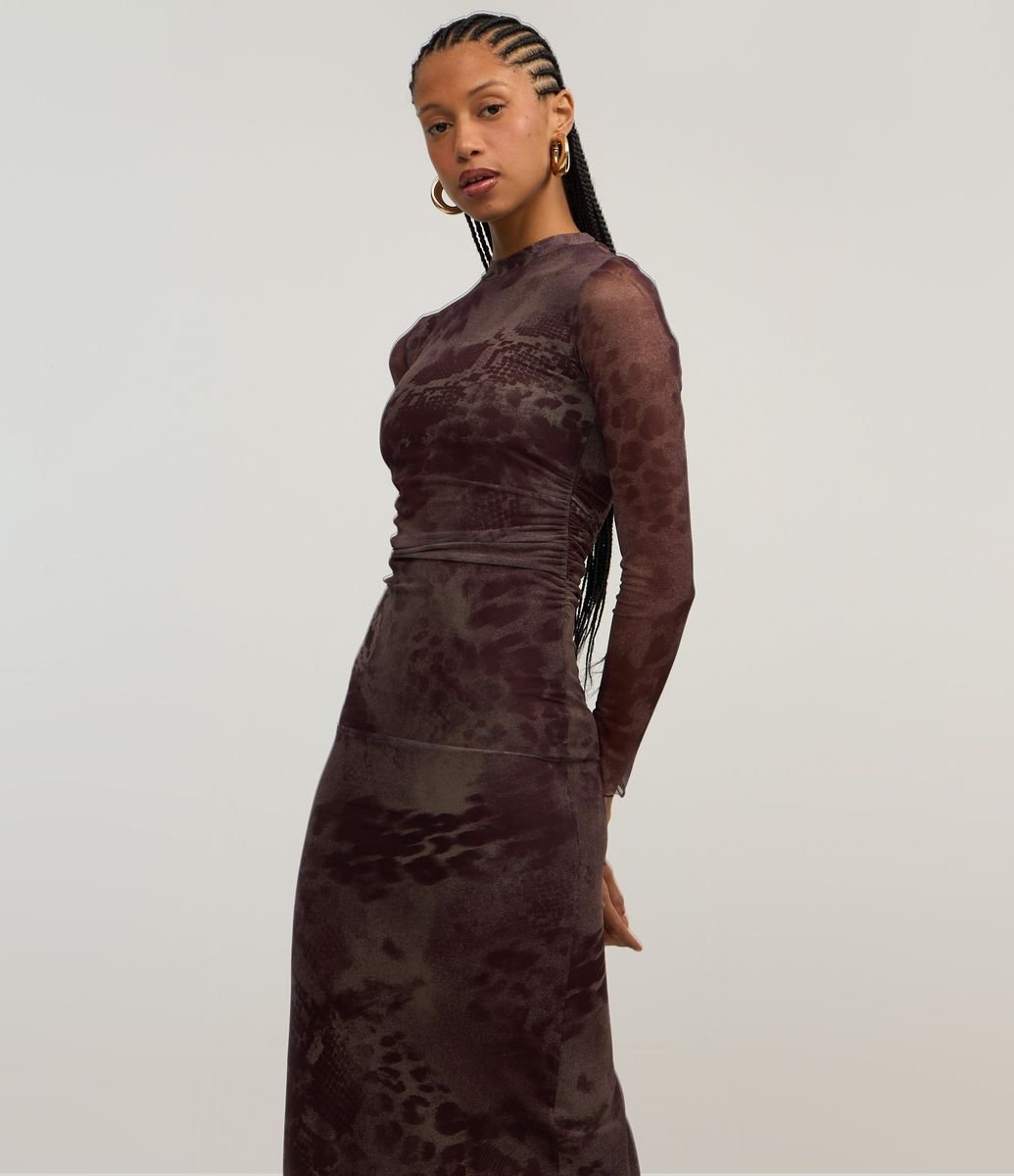 Tule Vestido Inverno Renner Vestido Em Tule Com Estampa Abstrata E