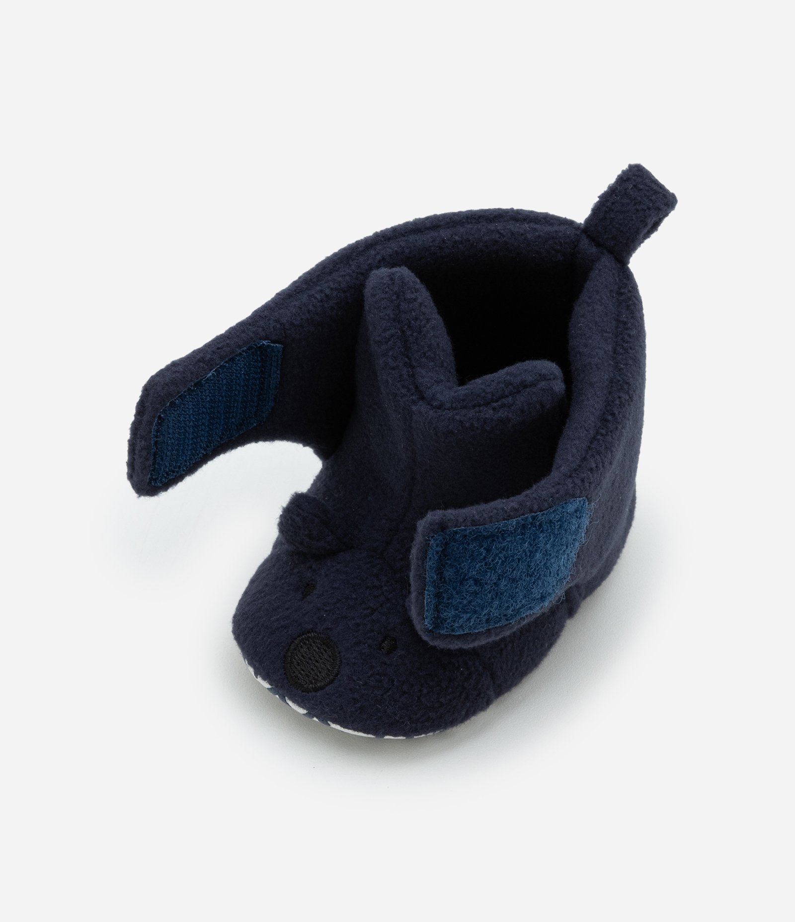 Bota Infantil em Fleece com Bordado Ursinho - Tam 0 a 12 meses Azul Escuro 3