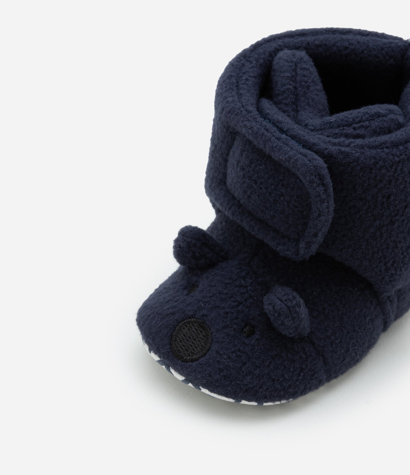 Bota Infantil em Fleece com Bordado Ursinho - Tam 0 a 12 meses Azul Escuro 5