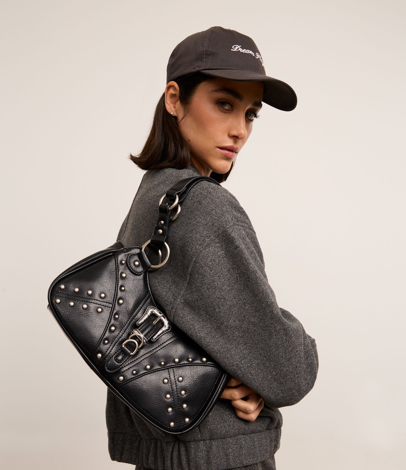 Bolsa Baguete Western em PU com Fivela Frontal e Alças Detalhadas 1