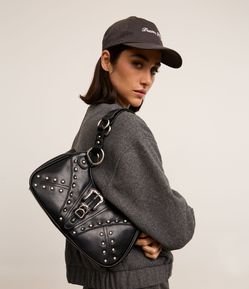Bolsa Baguete Western em PU com Fivela Frontal e Alças Detalhadas