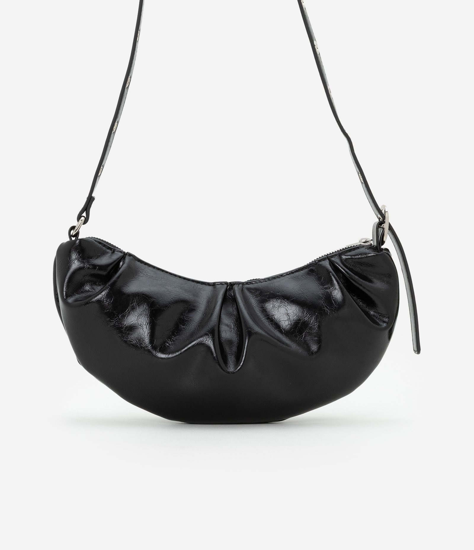 Bolsa Shoulder Pequena em PU com Ilhóses na Alça U 3