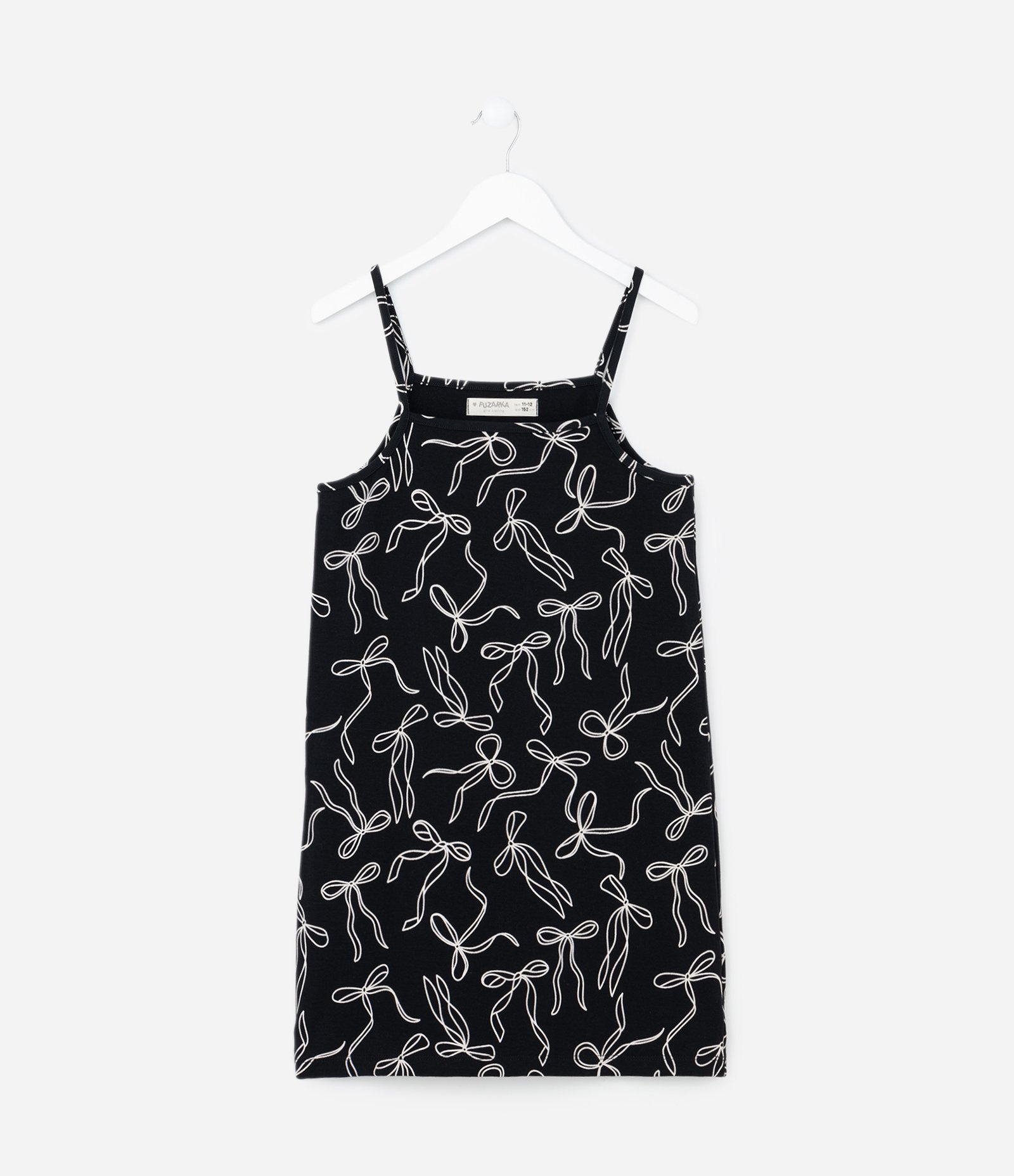 Vestido Infantil com Sobreposição e Estampa Laços - Tam 5 a 14 Anos Preto/Branco 3