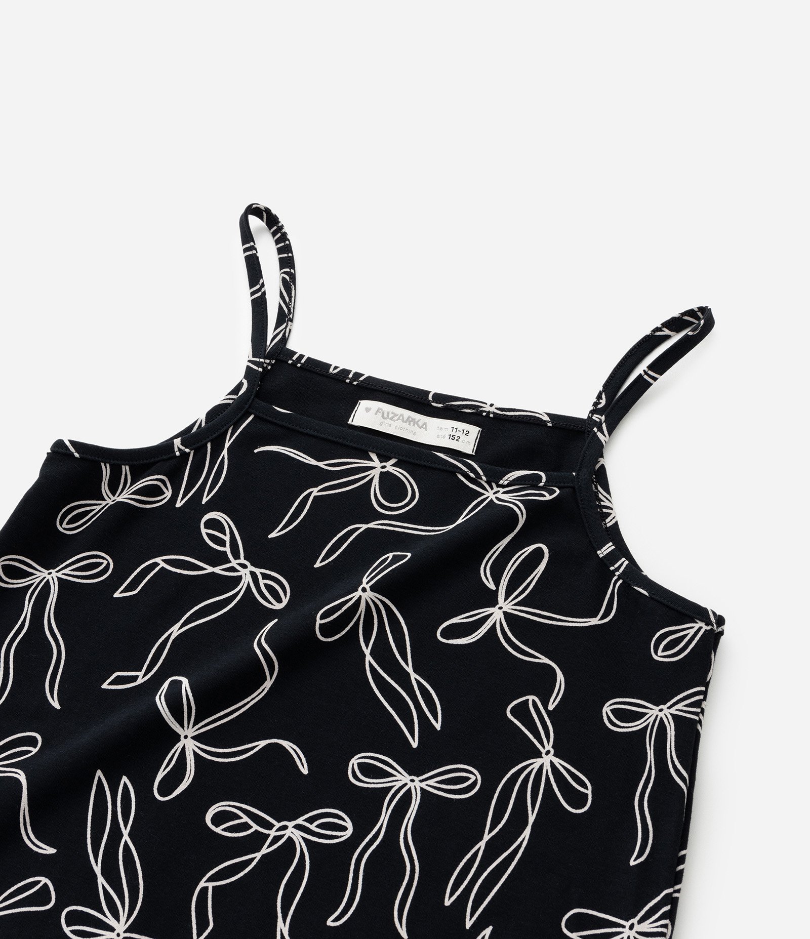 Vestido Infantil com Sobreposição e Estampa Laços - Tam 5 a 14 Anos Preto/Branco 7