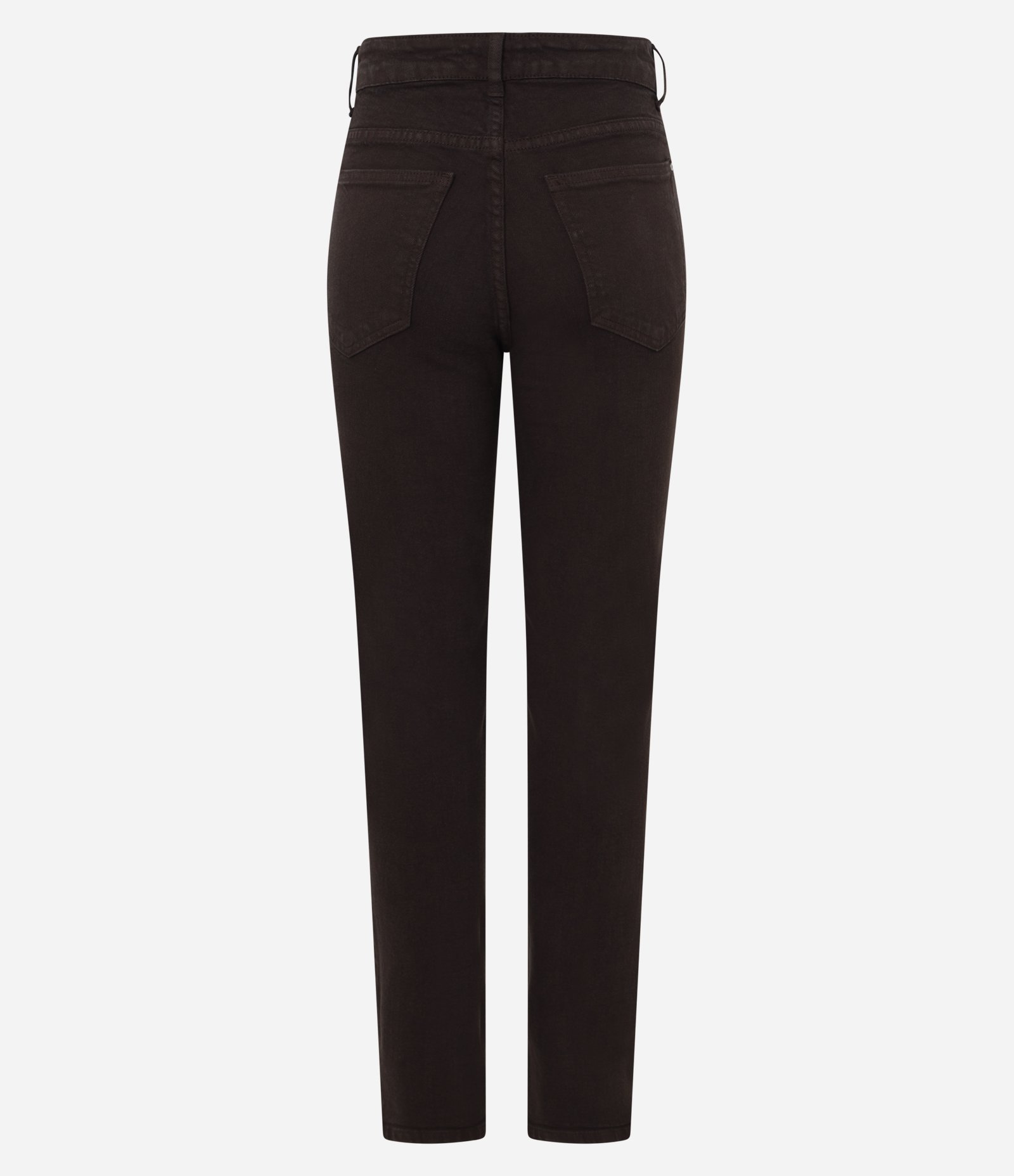 Calça Slim Cintura Média em Jeans com Elastano e Fenda Marrom 8