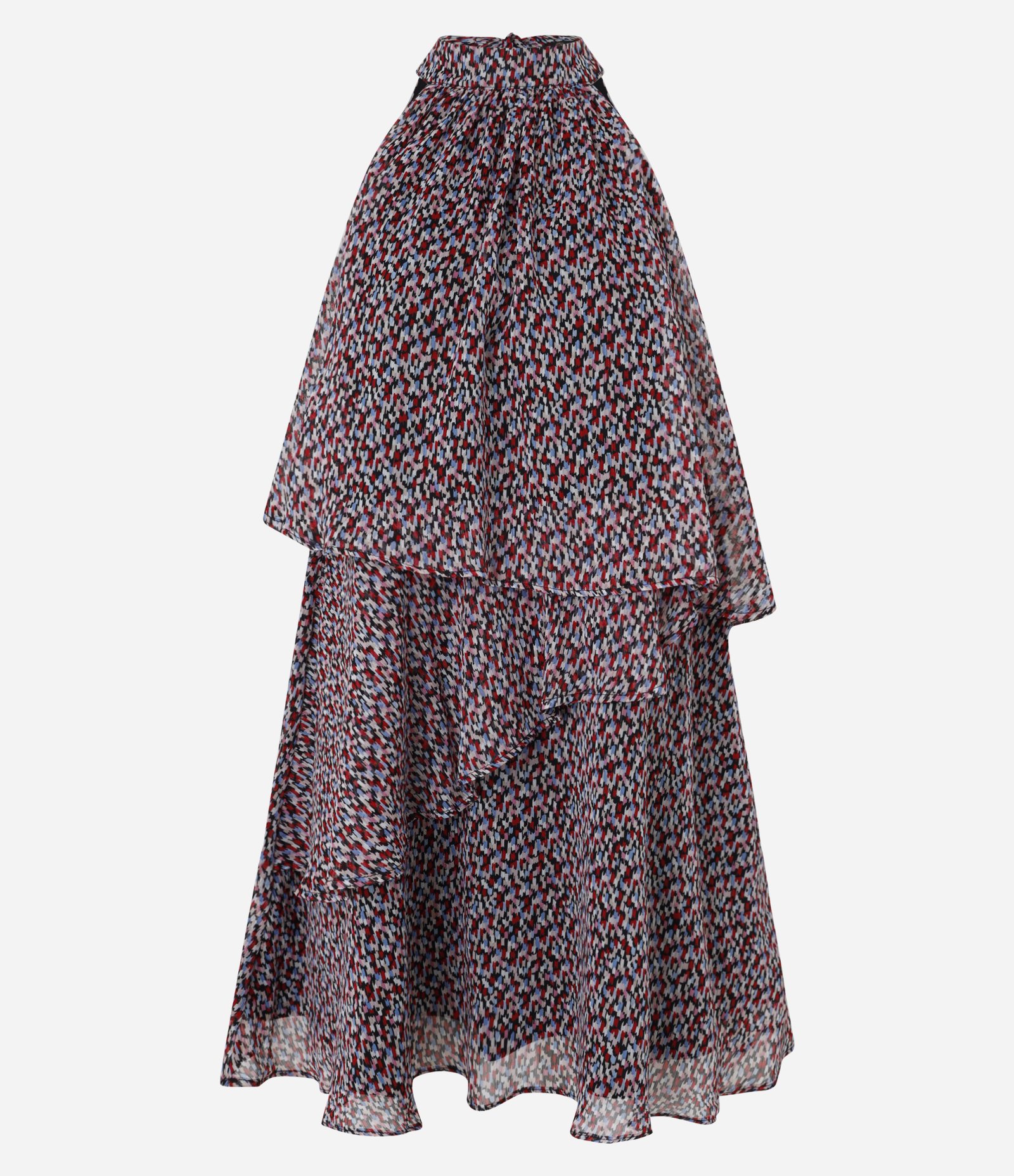 Vestido Evasê Curto em Chiffon com Estampa Abstrata Multicores 8