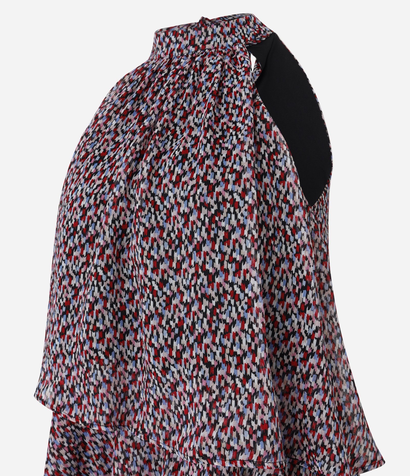 Vestido Evasê Curto em Chiffon com Estampa Abstrata Multicores 9