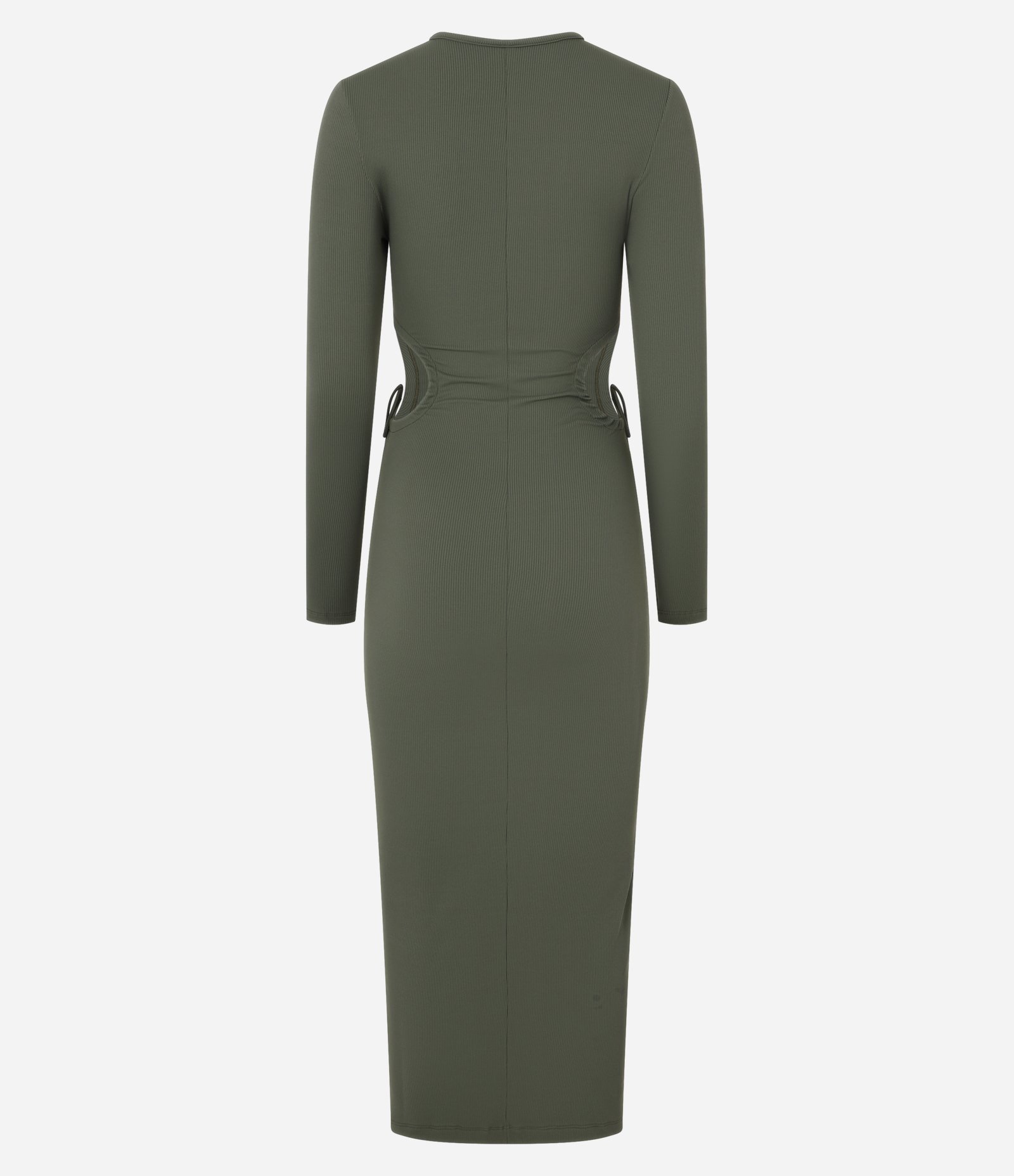 Vestido New Midi em Ribana com Aberturas Laterais com Amarração Verde 6
