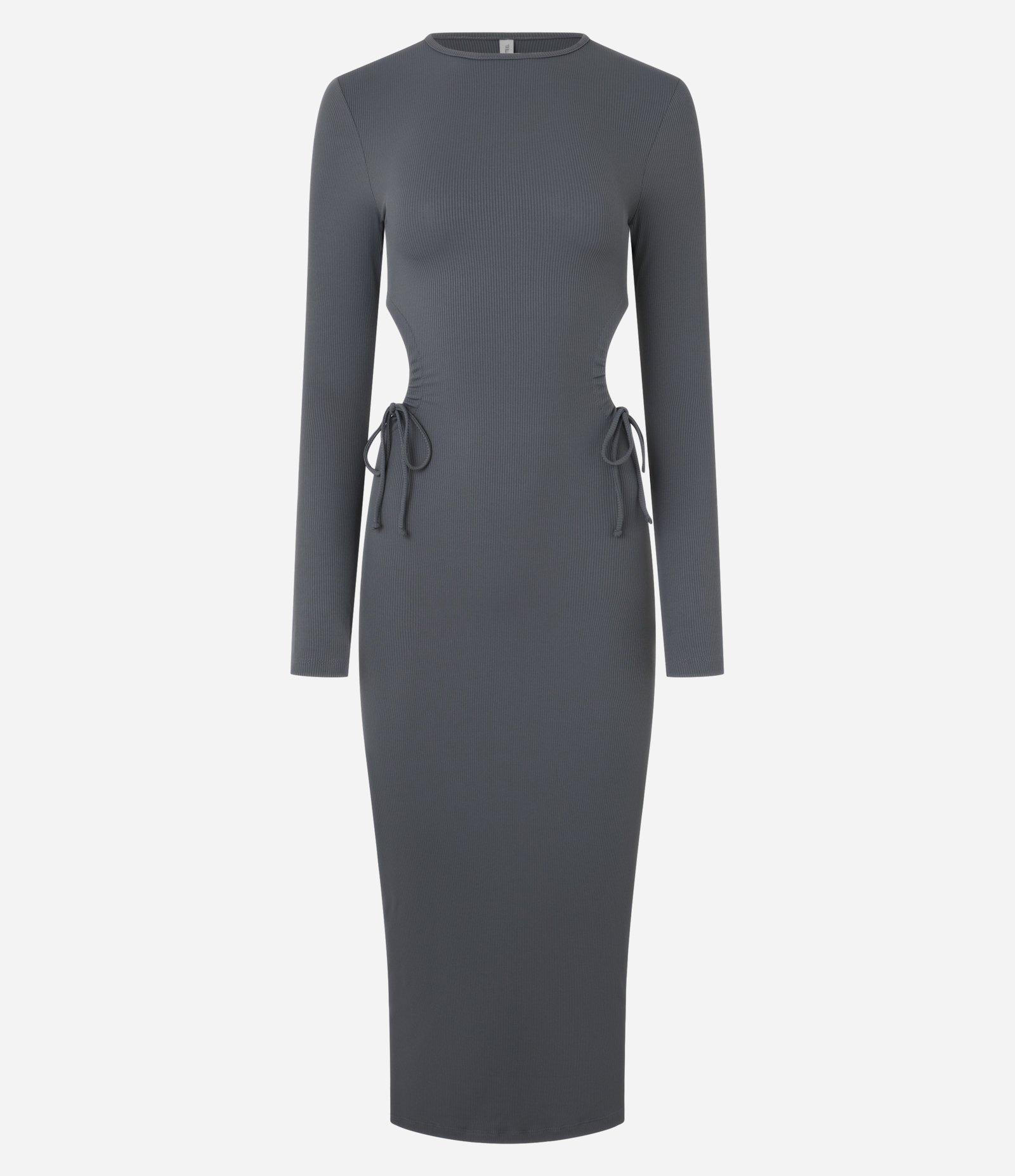 Vestido New Midi em Ribana com Aberturas Laterais com Amarração Chumbo 4