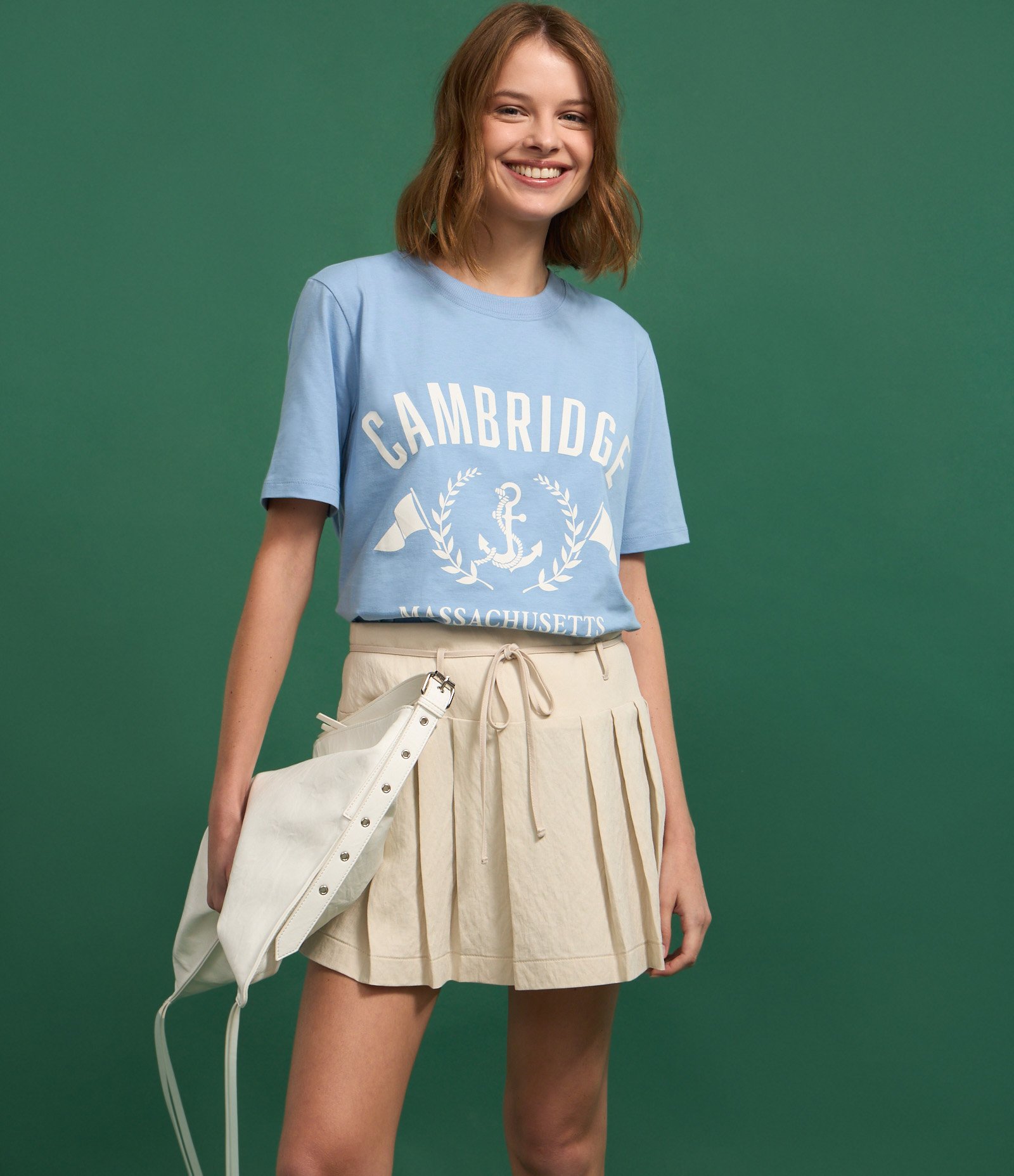 Mini Saia em Alfaiataria com Pregas e Amarração no Cós Off White 4