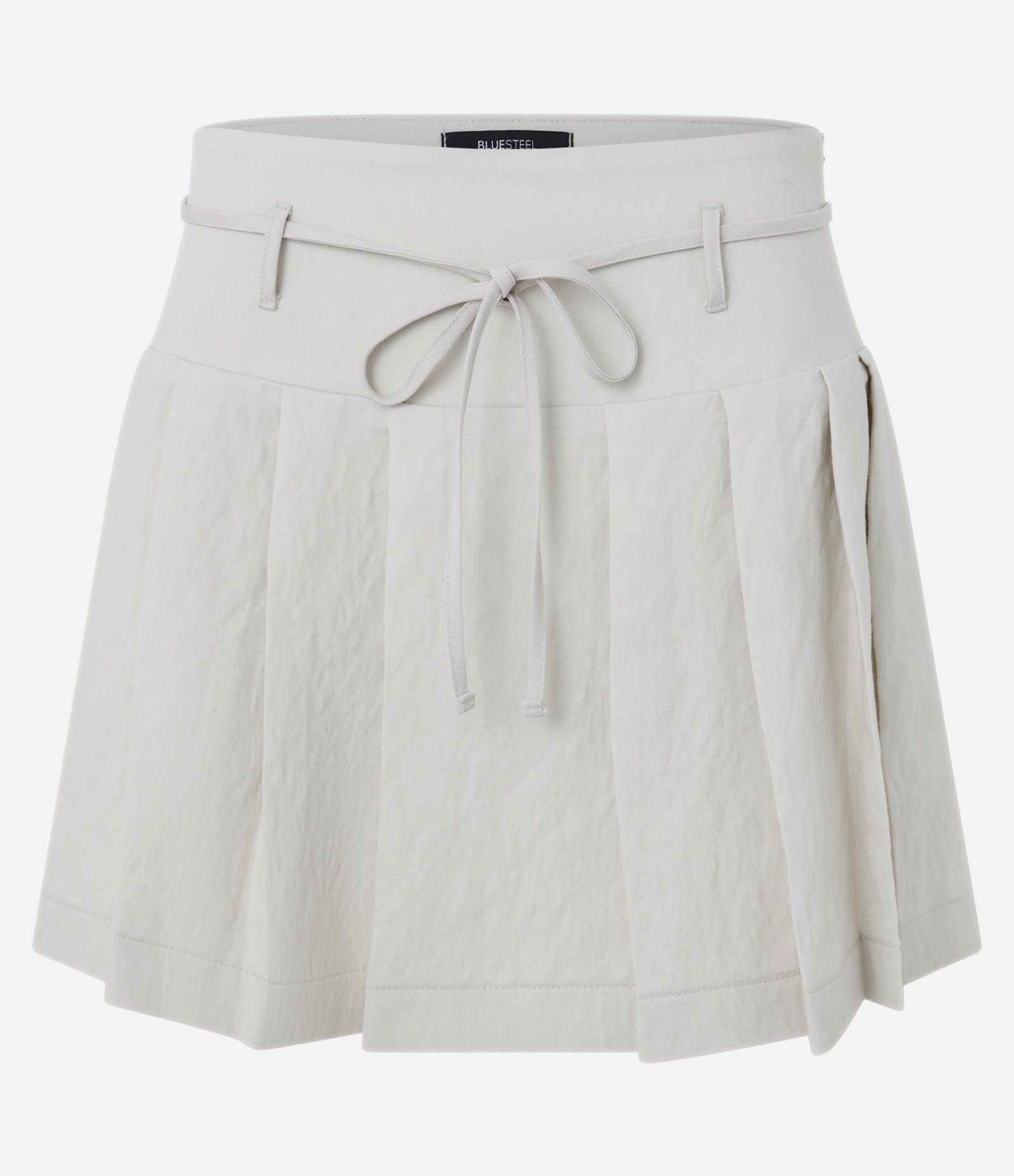 Mini Saia em Alfaiataria com Pregas e Amarração no Cós Off White 5