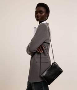 Bolsa Transversal Pequena com Bolsos e Alça de Corrente