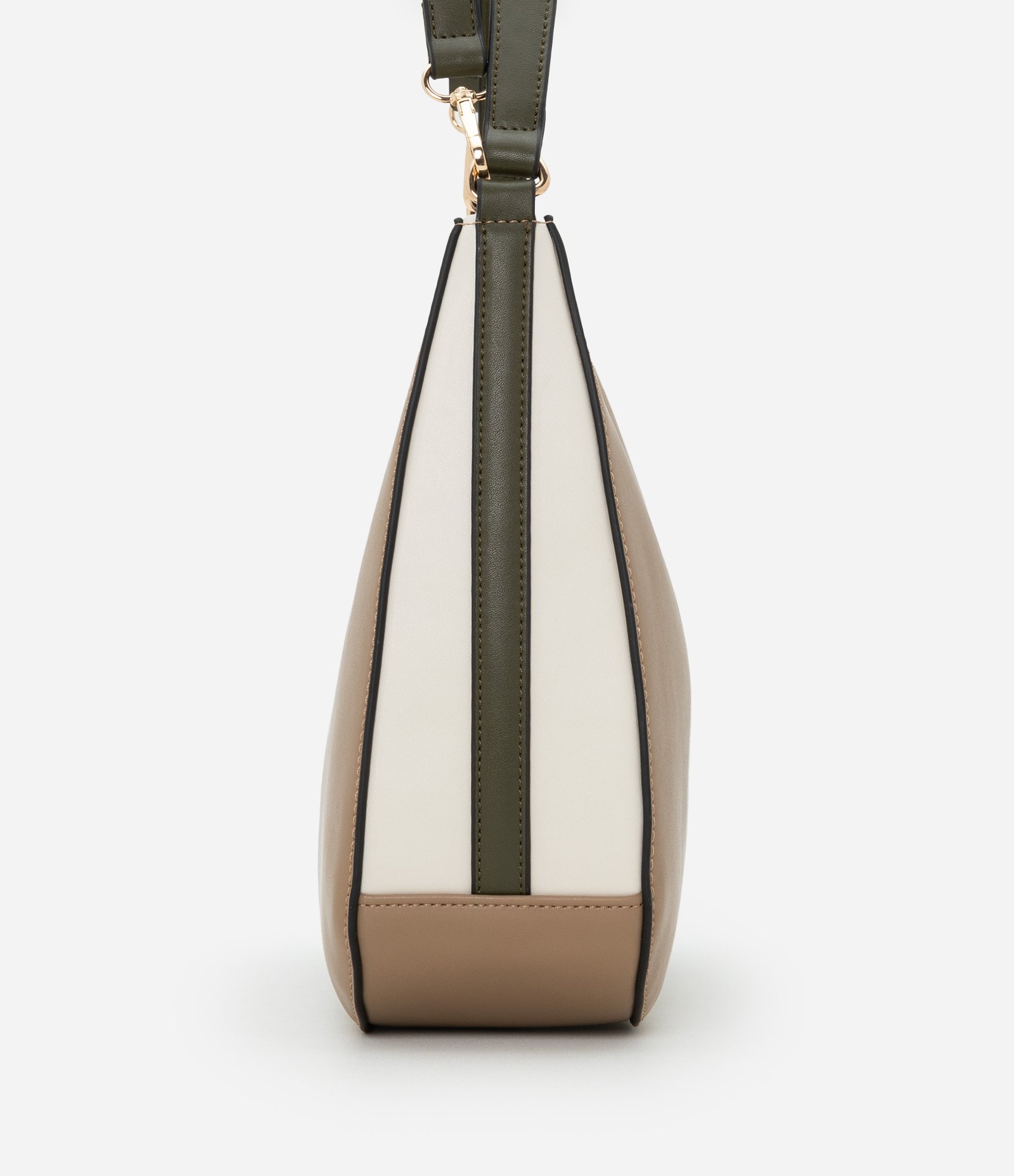 Bolsa Hobo Média com Alça Longa Removível e Detalhe Laterais Bege/Marrom 3