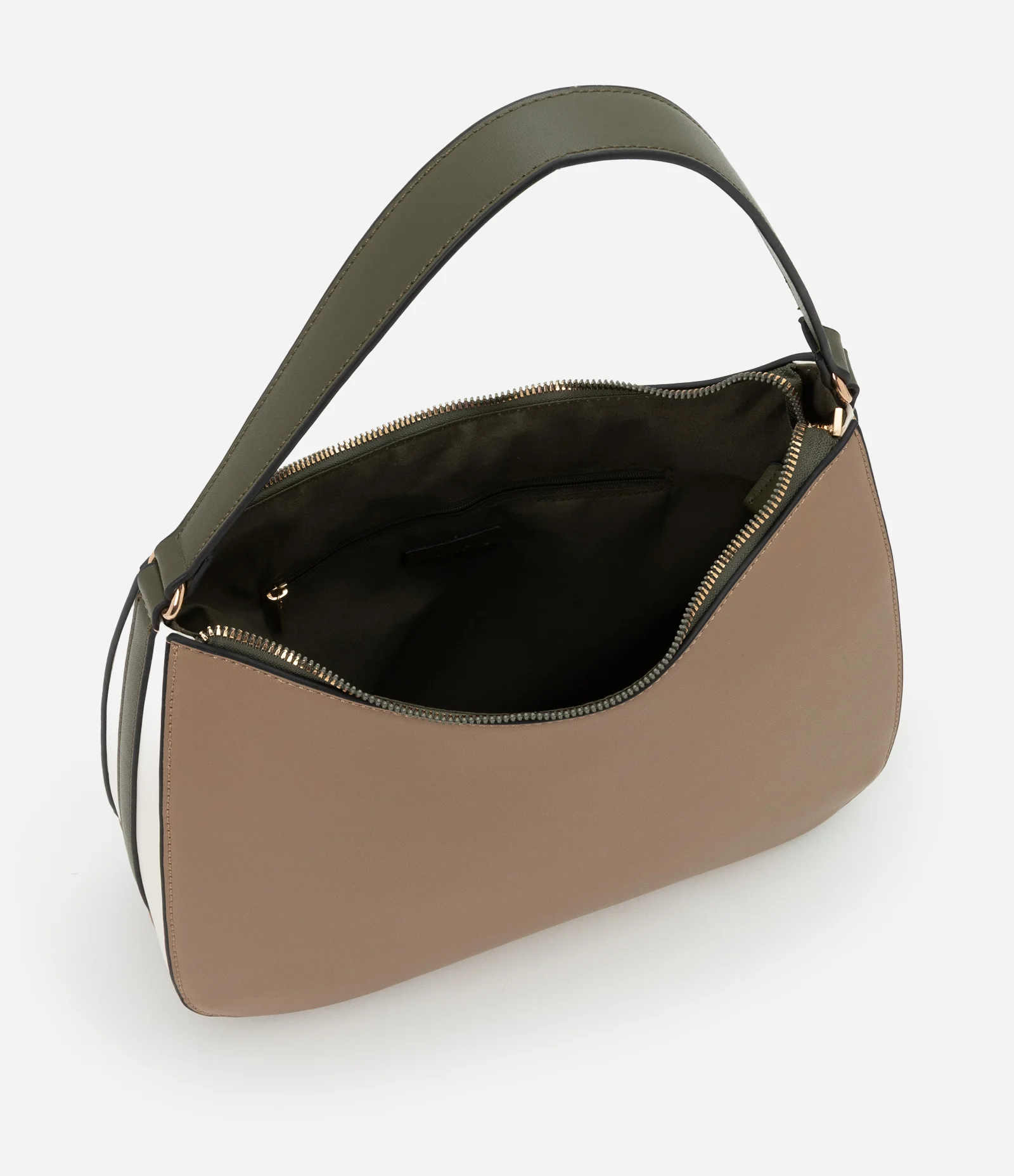 Bolsa Hobo Média com Alça Longa Removível e Detalhe Laterais Bege/Marrom 5