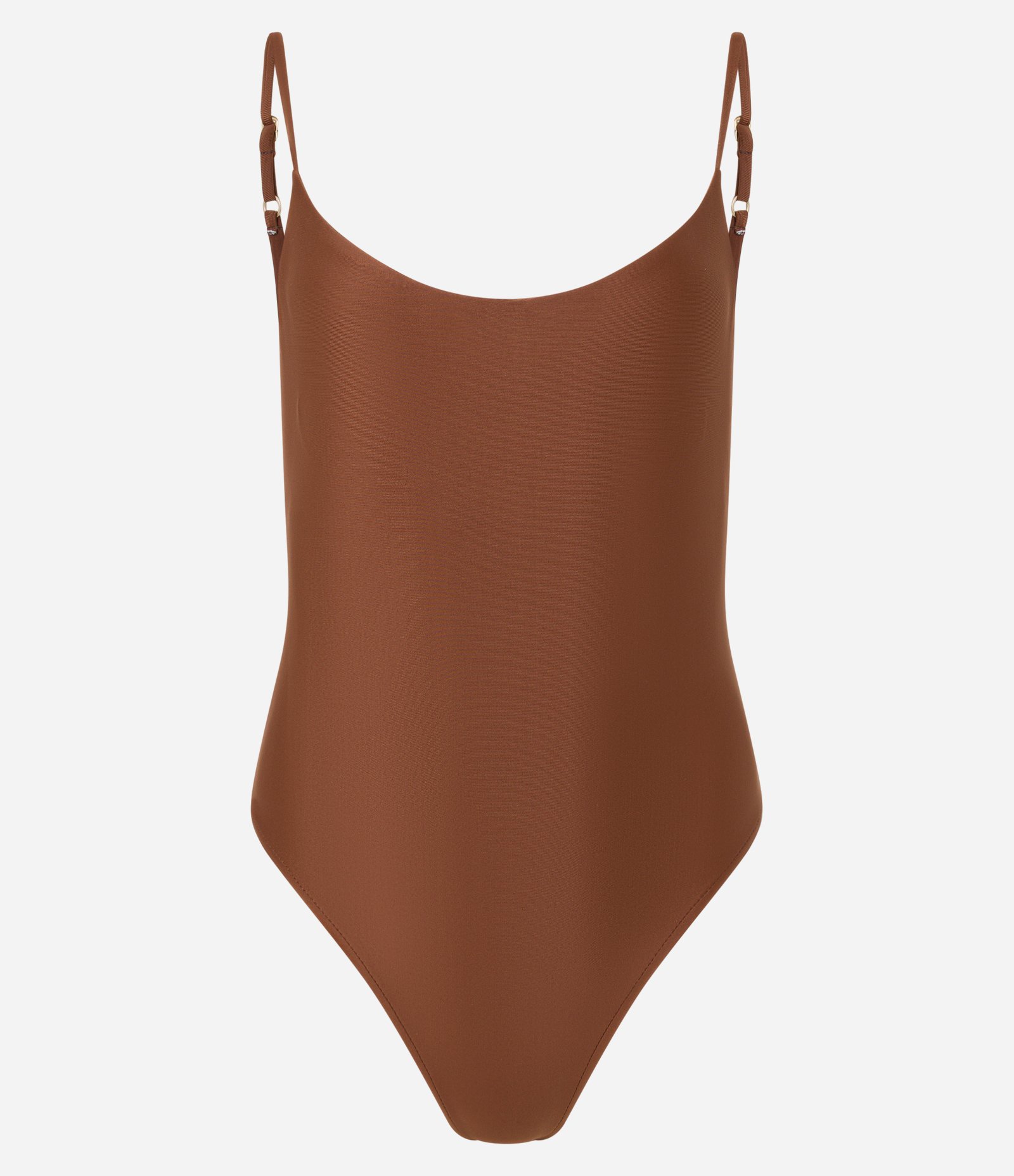 Maiô em Microfibra com Decote nas Costas e Alça Fina Marrom 4