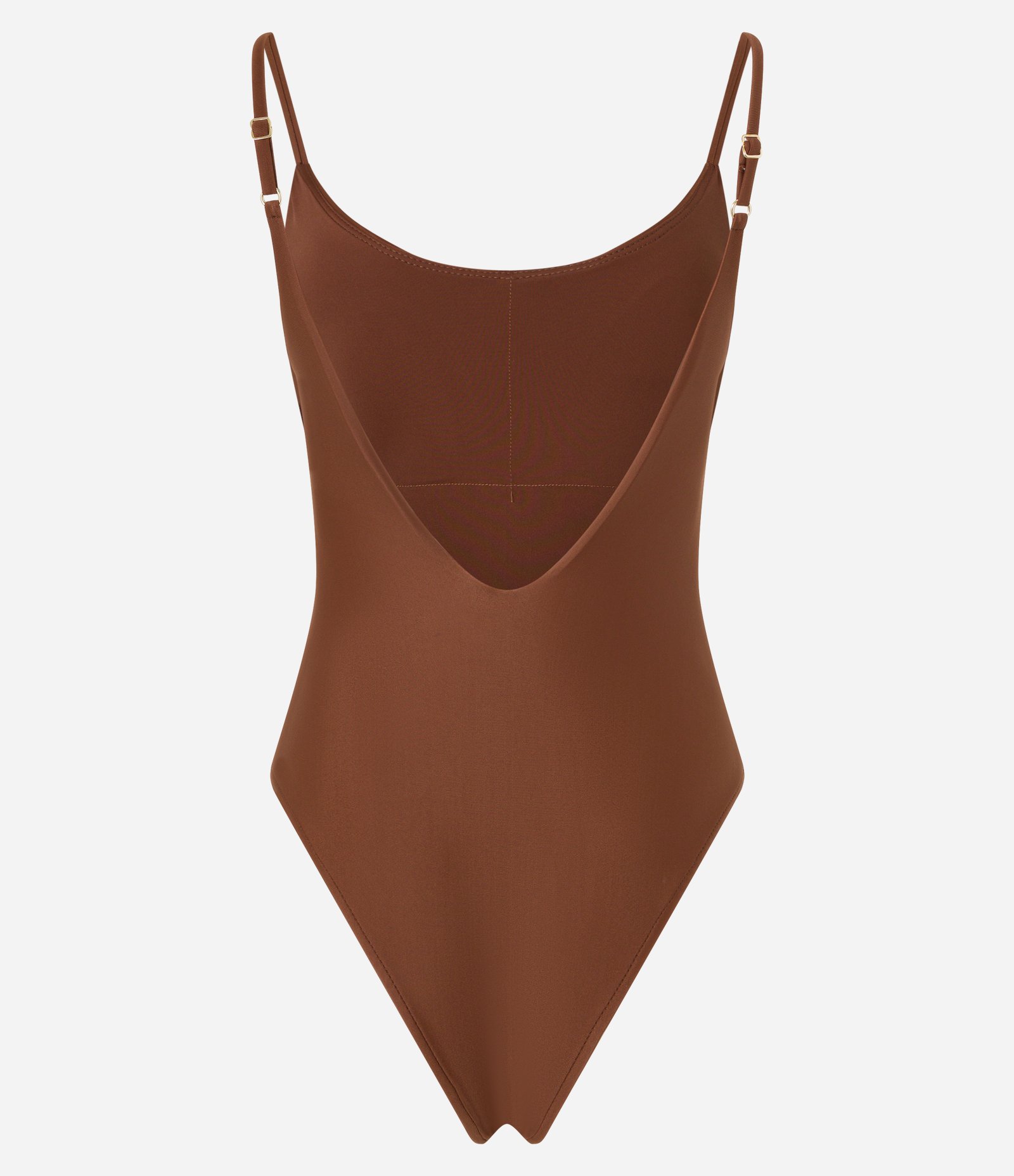 Maiô em Microfibra com Decote nas Costas e Alça Fina Marrom 5