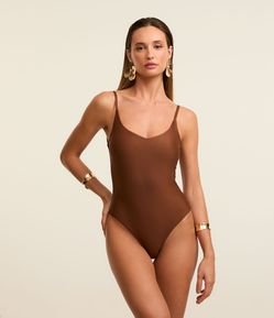 Maiô em Microfibra com Decote nas Costas e Alça Fina