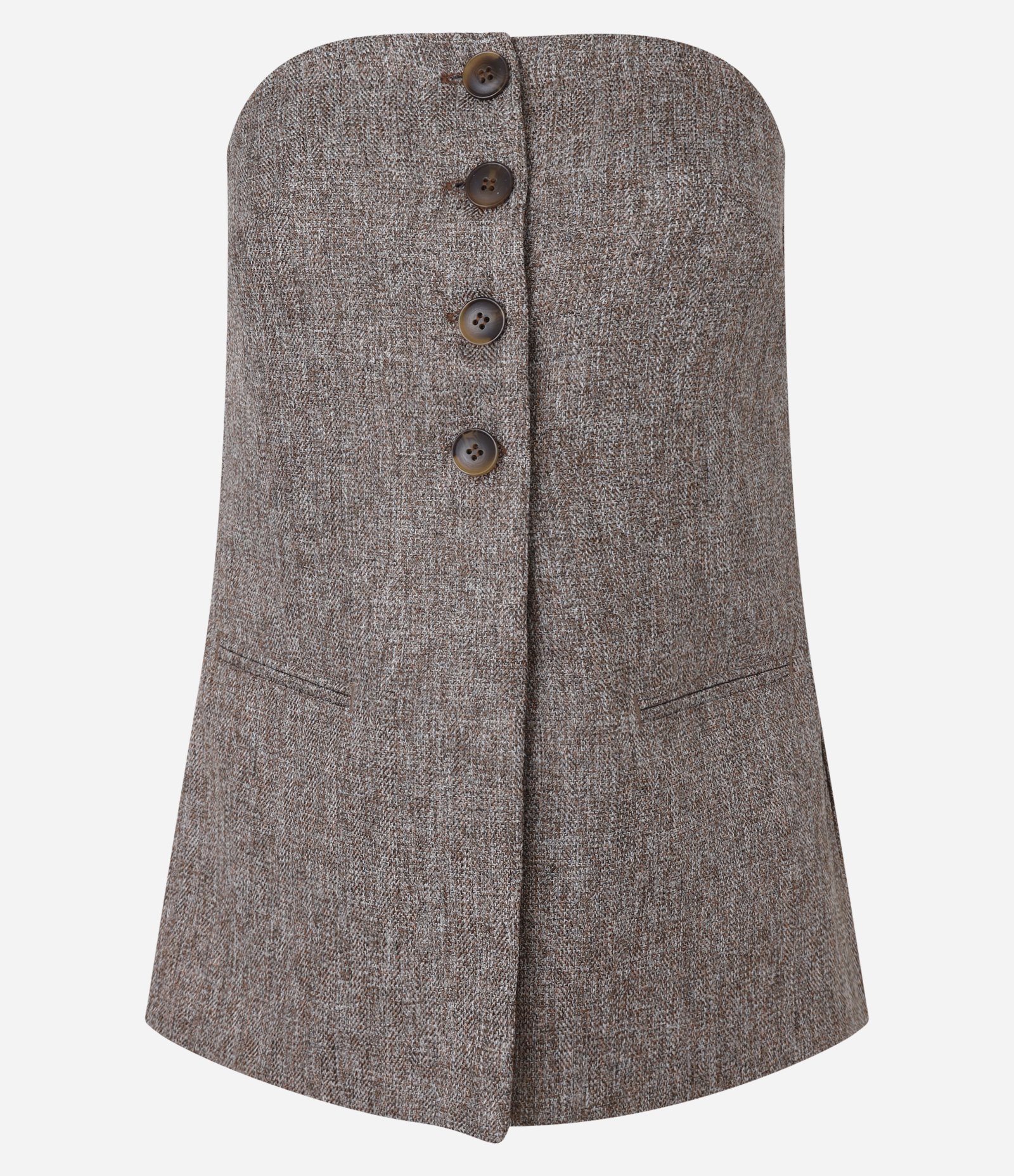 Colete Alongado Alfaiataria Tomara que Caia com Botões Marrom 6