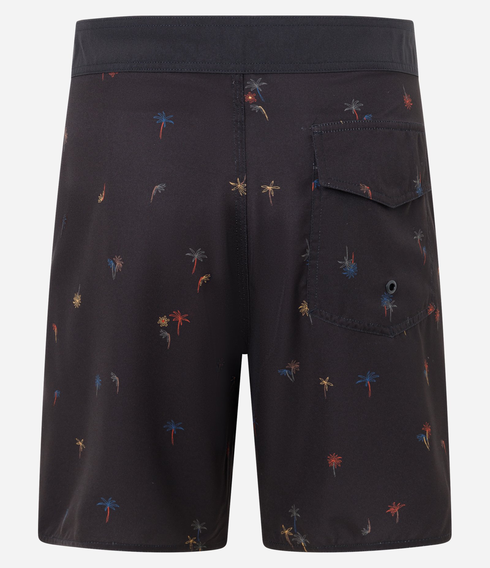 Bermuda em Microfibra com Estampa de Coqueiros e Bolso com Lapela Preto 5