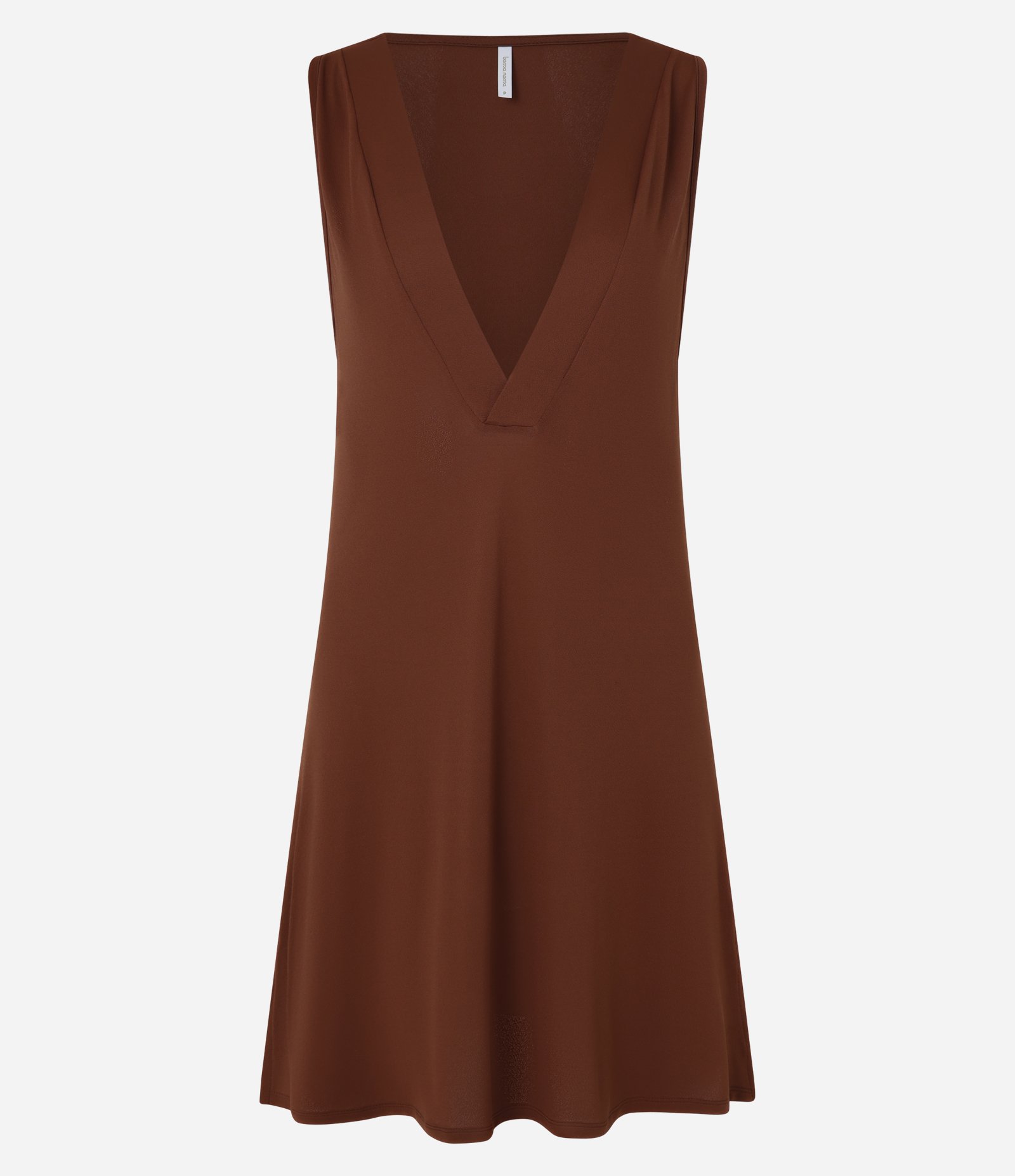 Saída de Praia Vestido Sem Manga em Crepe Marrom 4