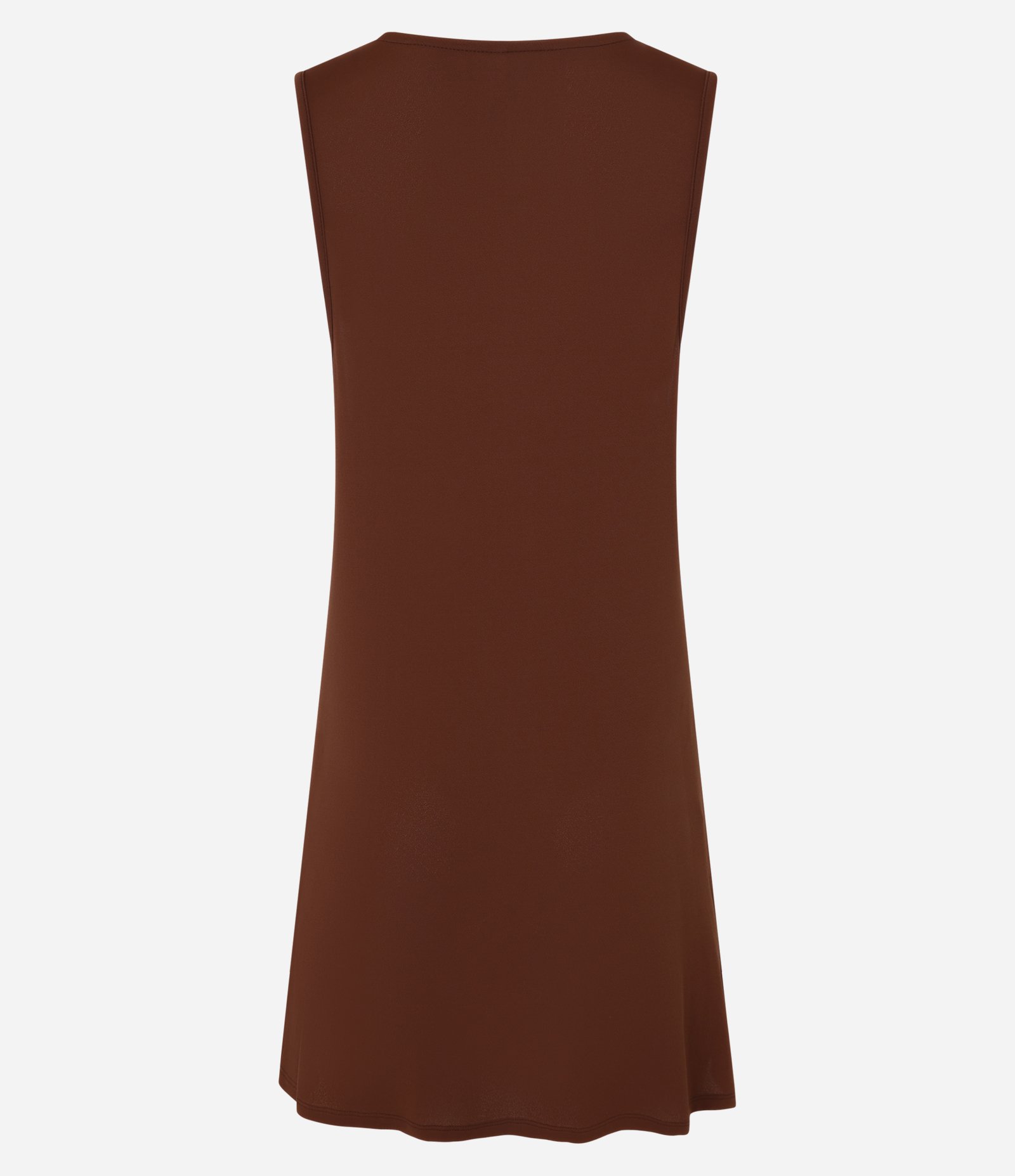 Saída de Praia Vestido Sem Manga em Crepe Marrom 5