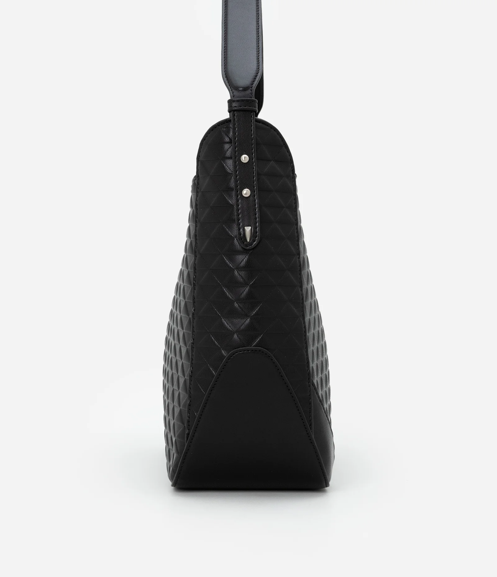 Bolsa Hobo Média com Textura Embossed Preto 2