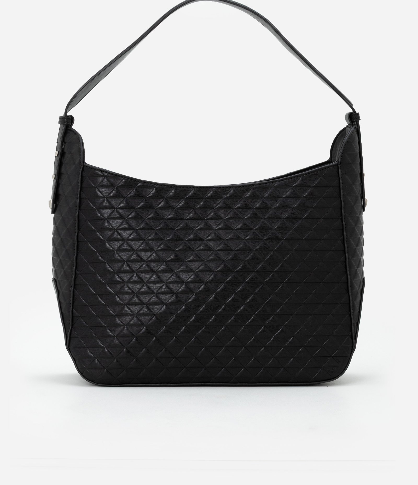 Bolsa Hobo Média com Textura Embossed Preto 3
