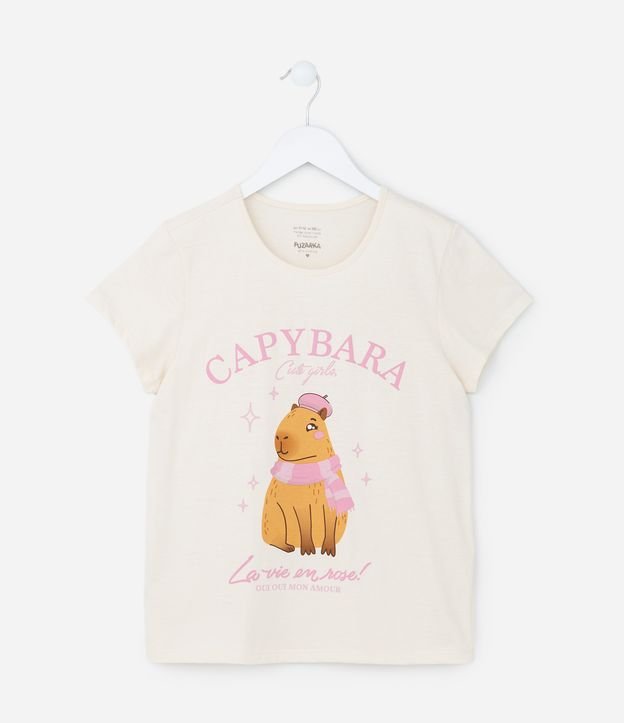 Camiseta Infantil com Estampa Capivara - Tam 5 a 14 Anos