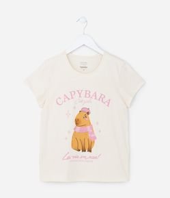 Camiseta Infantil com Estampa Capivara - Tam 5 a 14 Anos