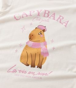 Camiseta Infantil com Estampa Capivara - Tam 5 a 14 Anos