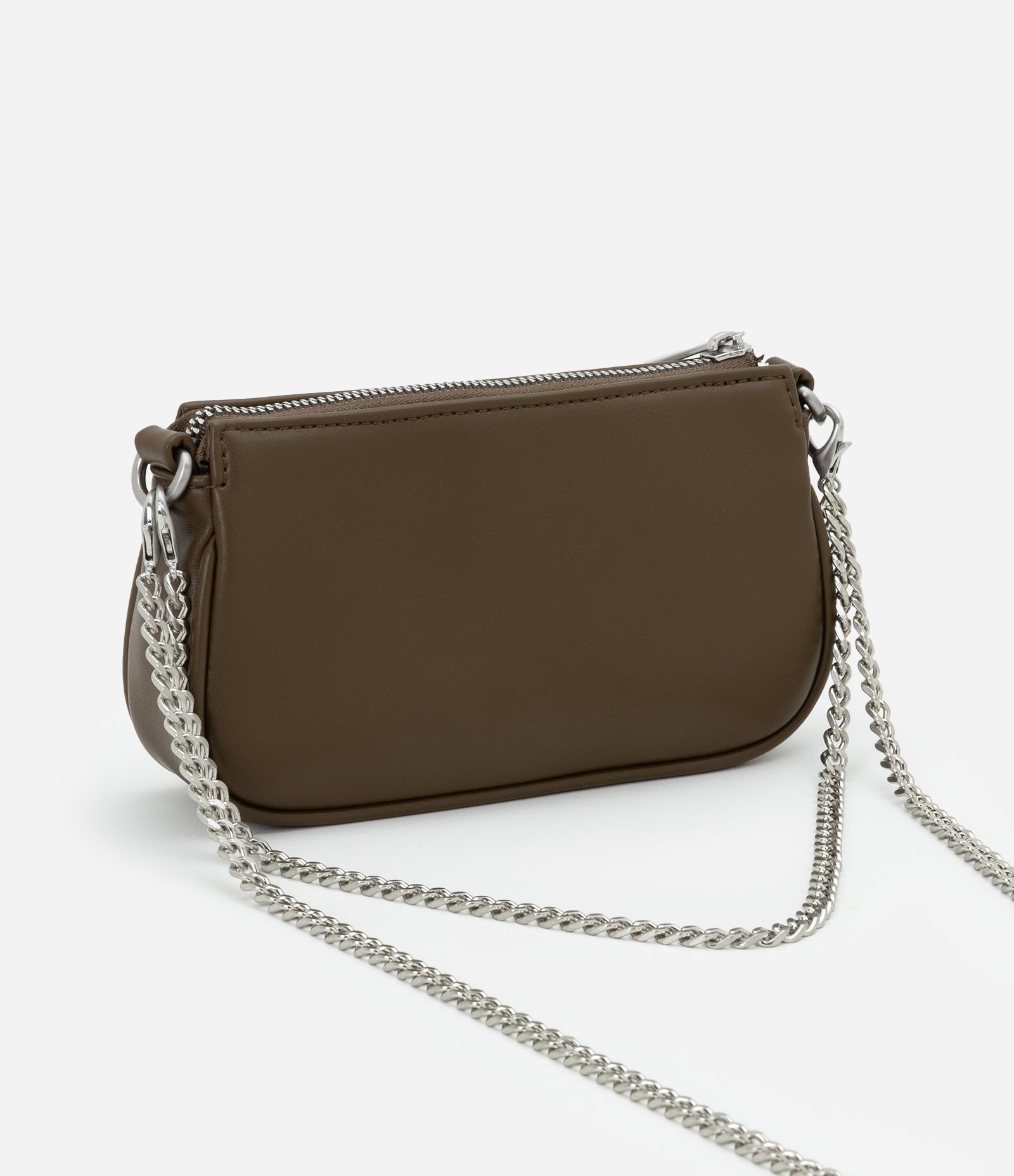 Bolsa Baguete Pequena com Alça de Corrente Removível Marrom 7