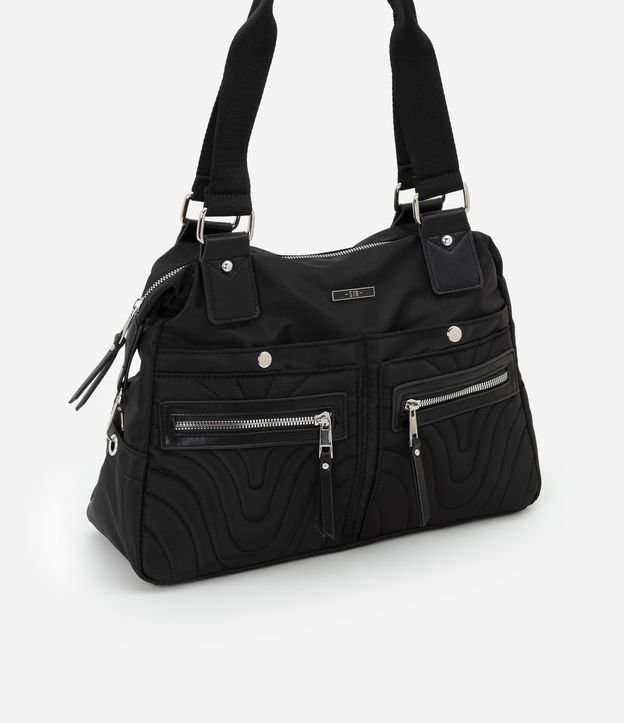 Bolsa Média Satchel com Textura em Matelassê