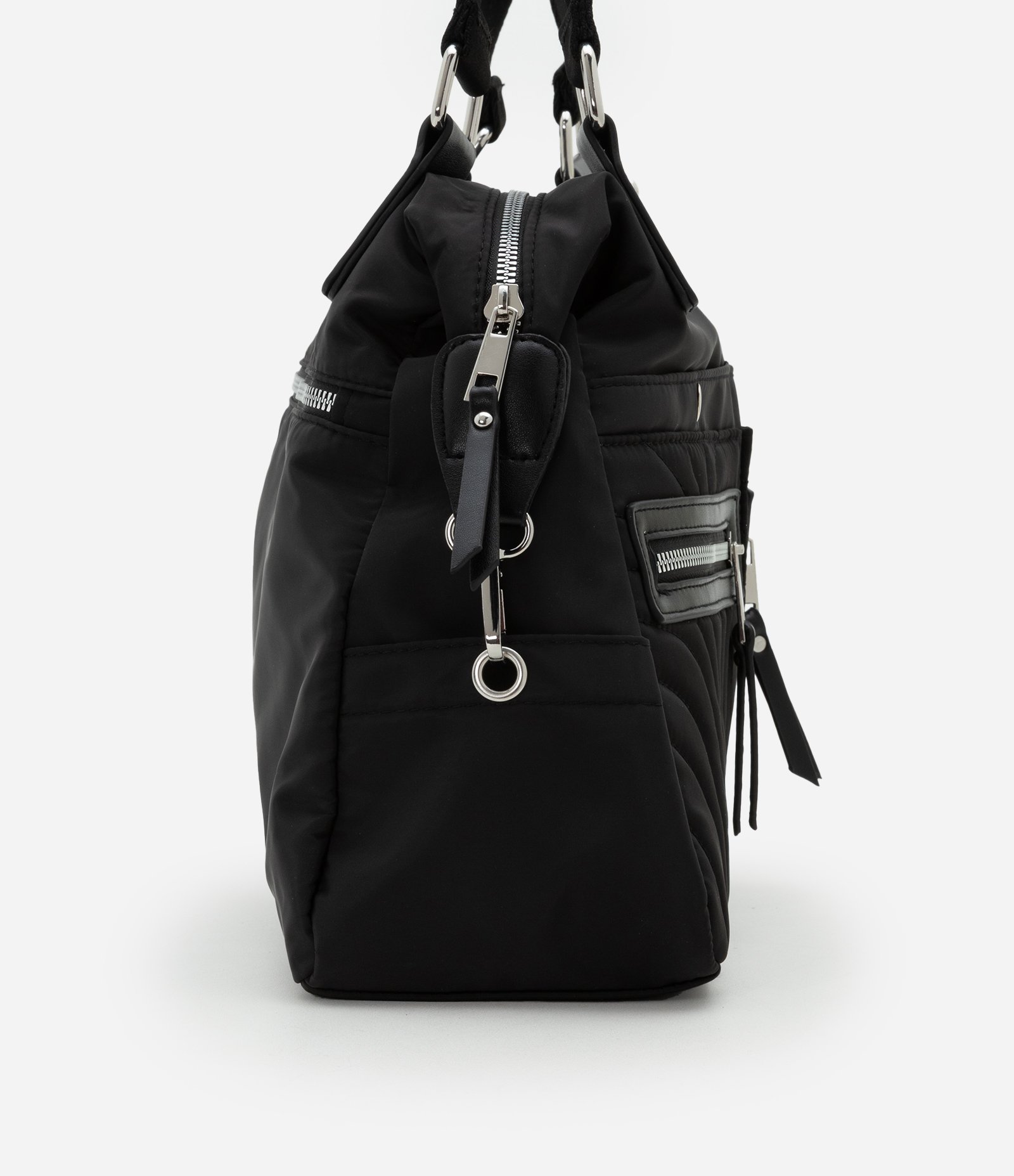 Bolsa Média Satchel com Textura em Matelassê Preto 3