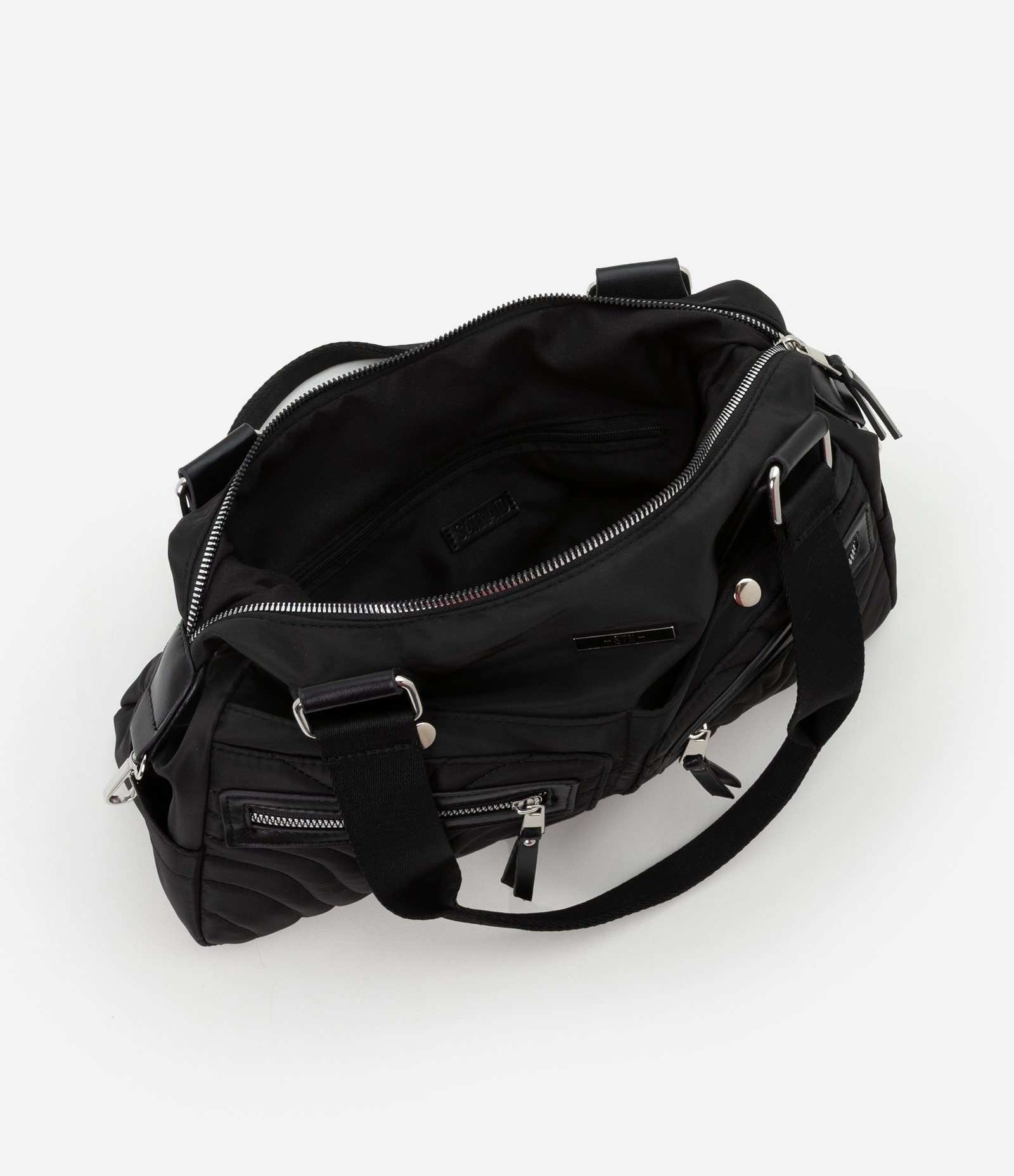 Bolsa Média Satchel com Textura em Matelassê Preto 7