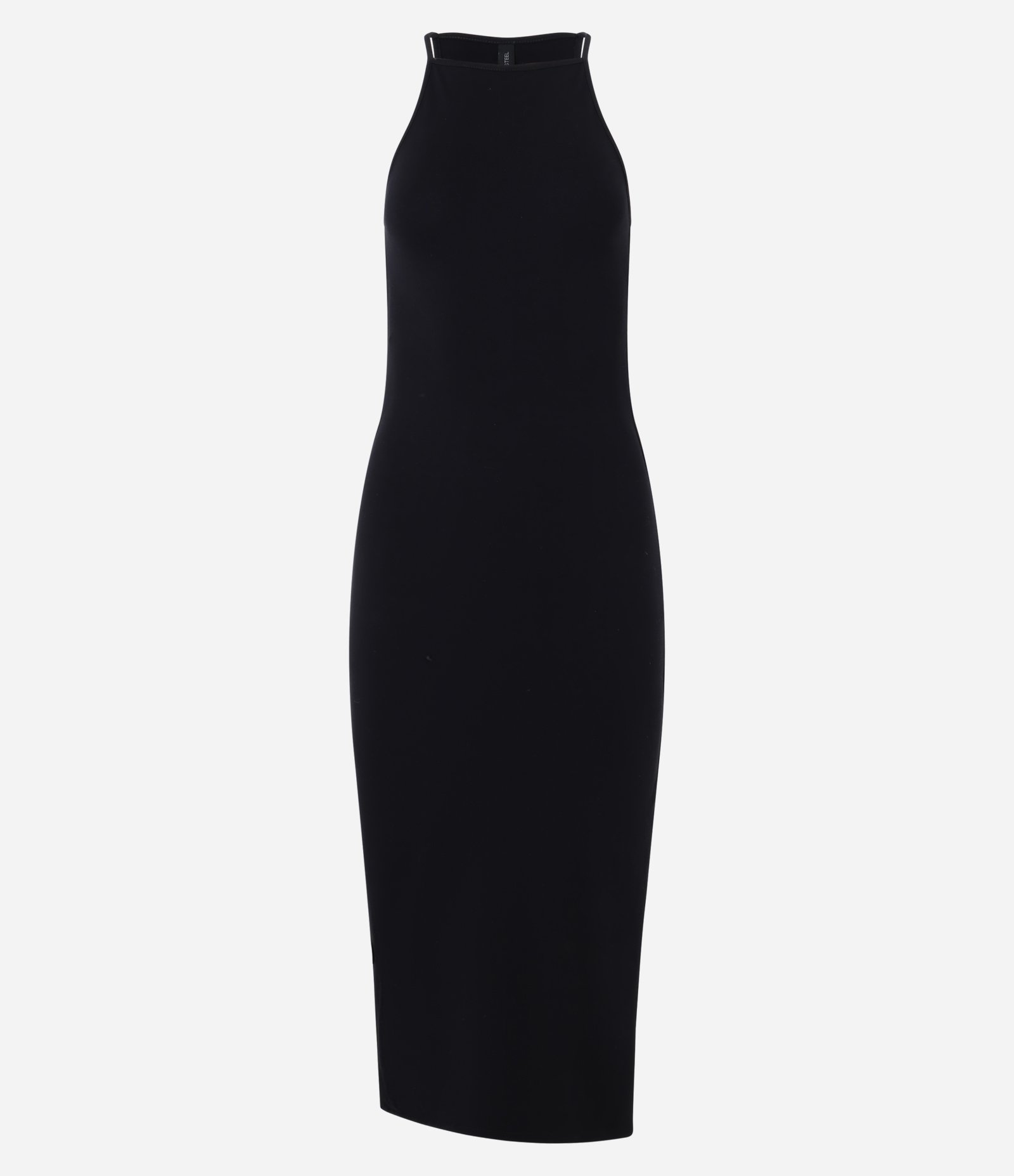 Vestido Midi em Algodão com Alça Fina e Gola Halter Preto 5
