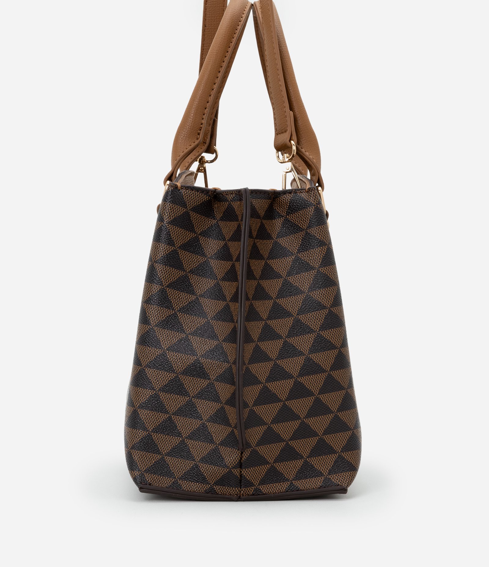 Bolsa Satchel Grande com Detalhe de Cadeado Marrom 2