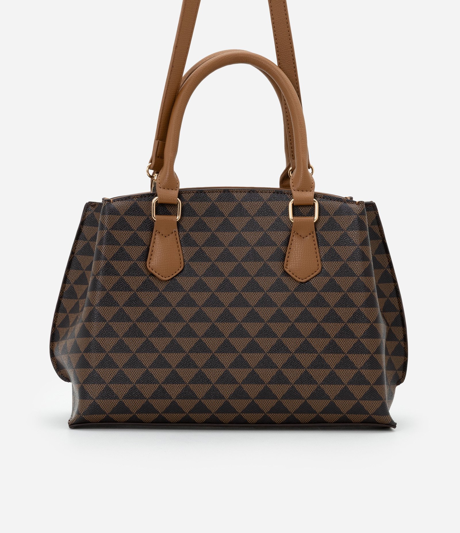 Bolsa Satchel Grande com Detalhe de Cadeado Marrom 3