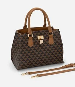 Bolsa Satchel Grande com Detalhe de Cadeado