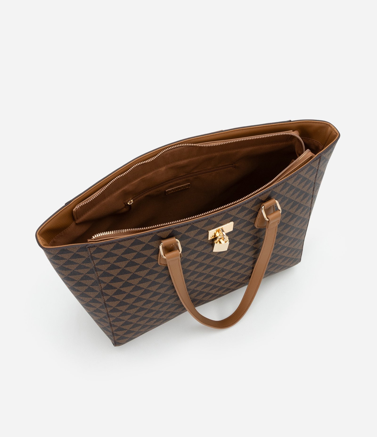 Bolsa Shopper Grande com Detalhe de Cadeado Marrom 4