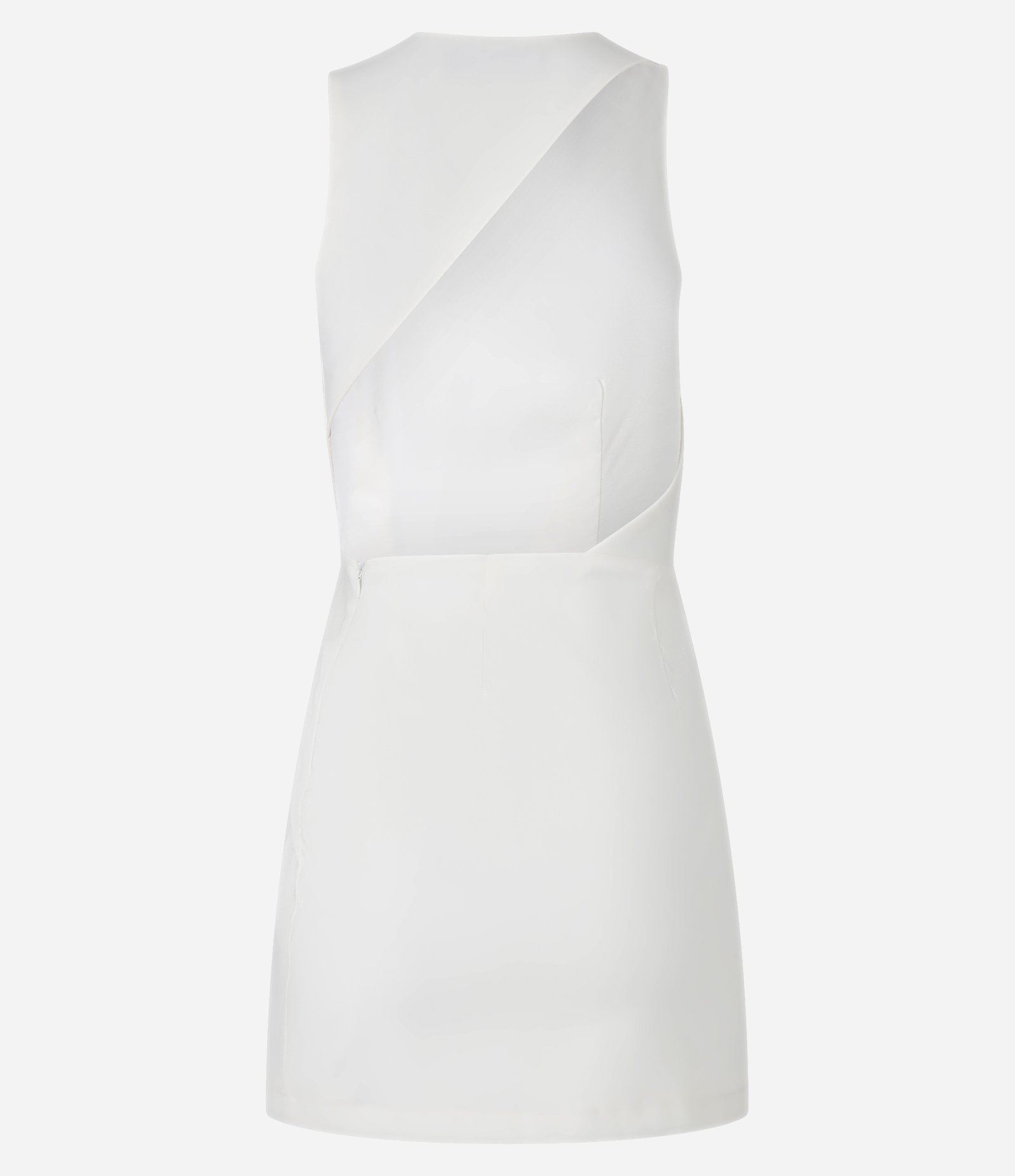 Vestido Curto em Bengaline com Recorte Assimétrico Branco 6